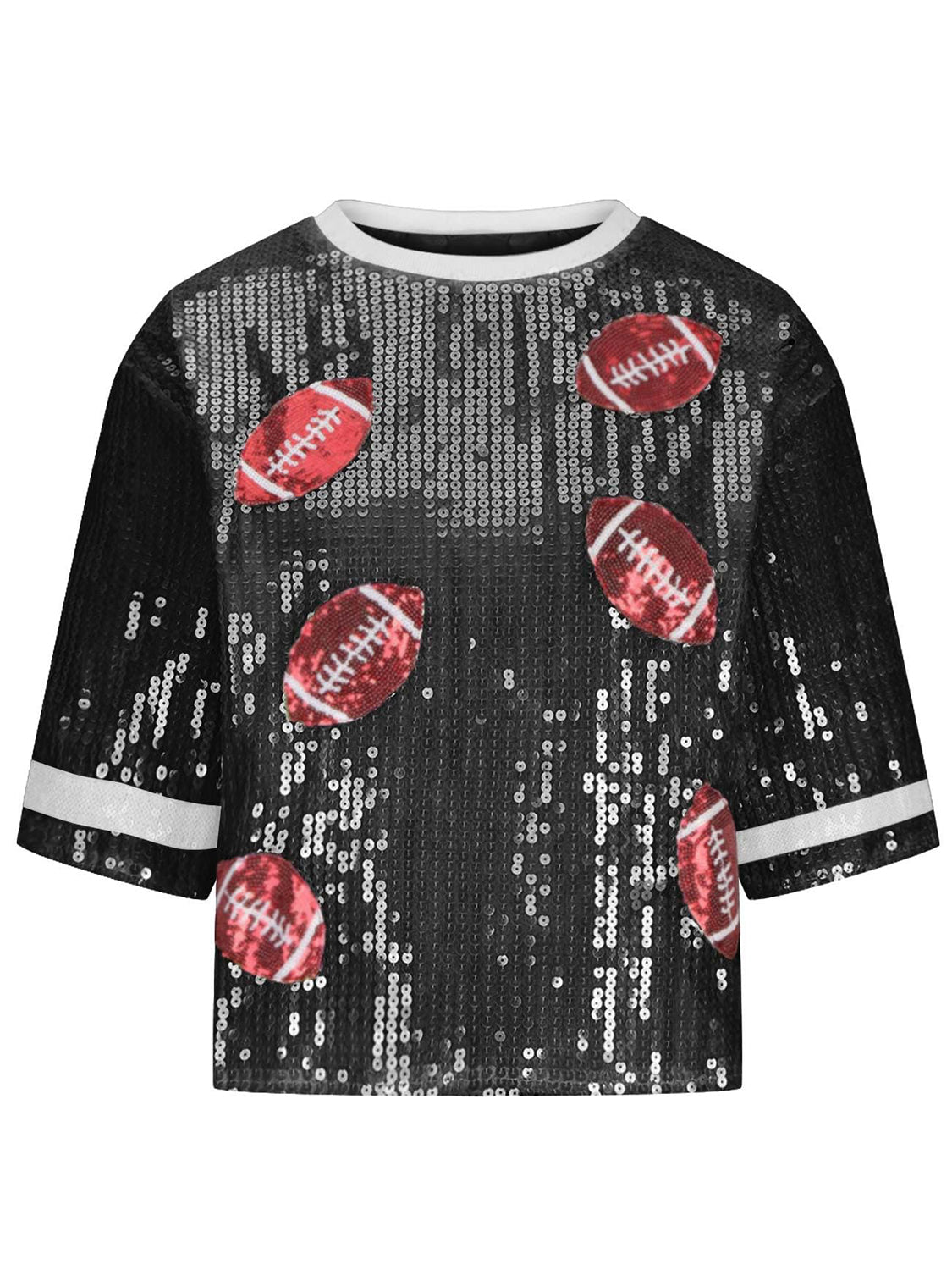 DS Designer 01-234 Sequin Football Round Neck Jersey