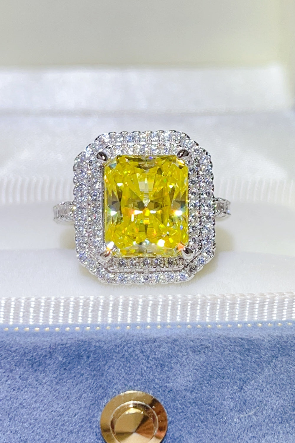DCDI 2 Carat Yellow Moissanite 925 Sterling Silver Ring