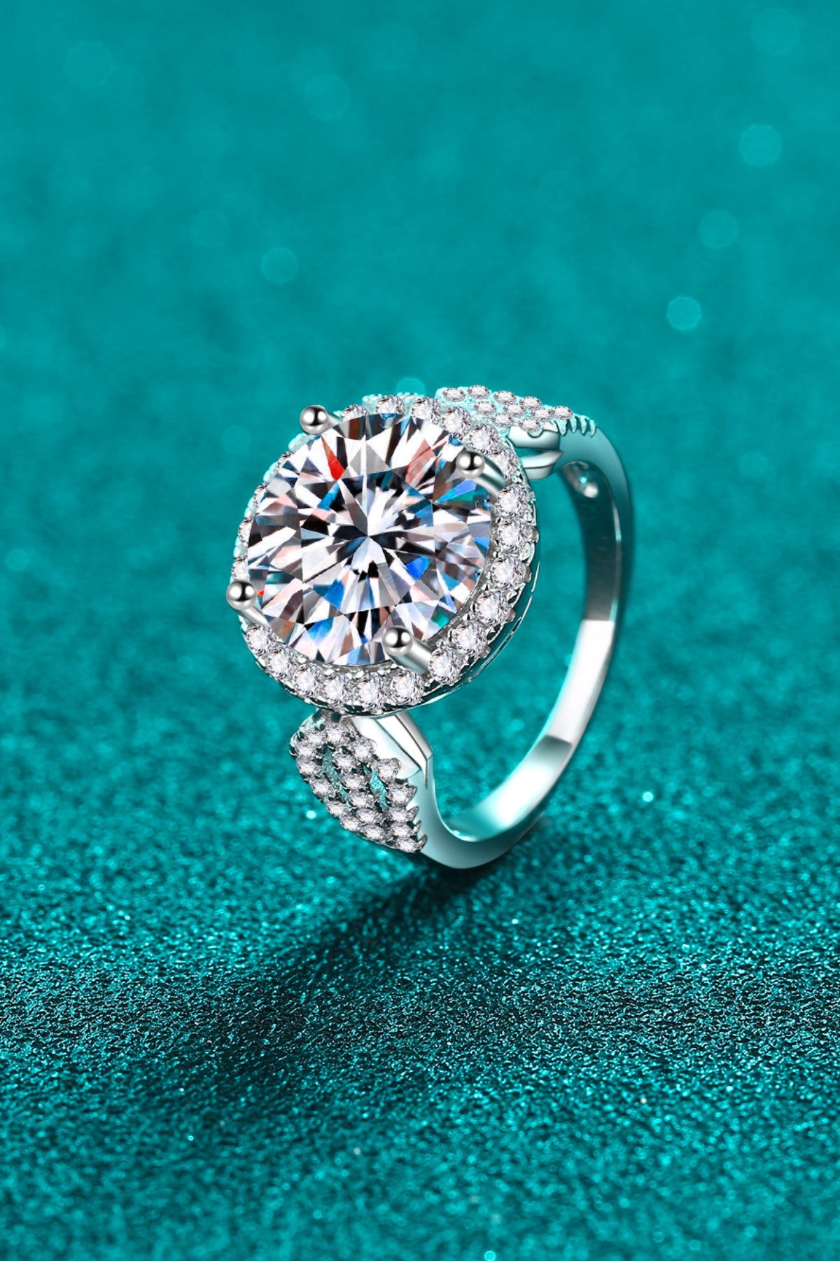 DCDI 5 Carat Round Cut Moissanite 925 Sterling Silver Ring