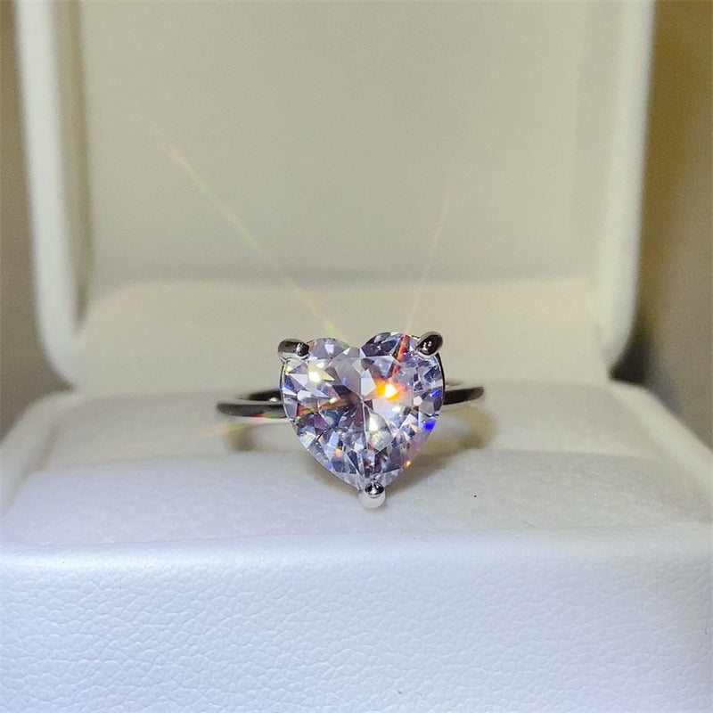 DCDI 5 Carat 925 Sterling Silver Moissanite Heart Shape Ring