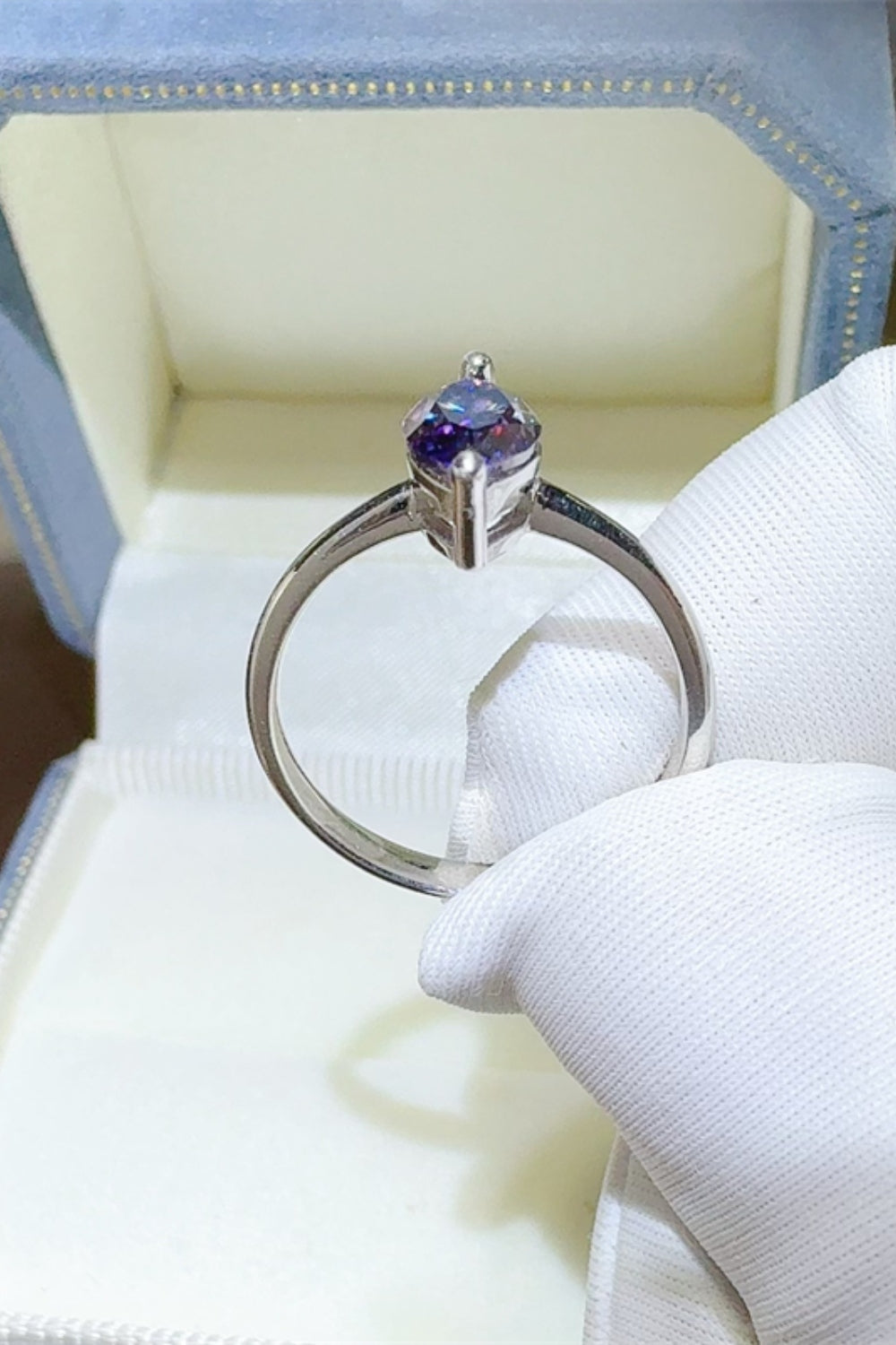 DCDI 2 Carat Violet Marquise Cut Moissanite 925 Sterling Silver Ring