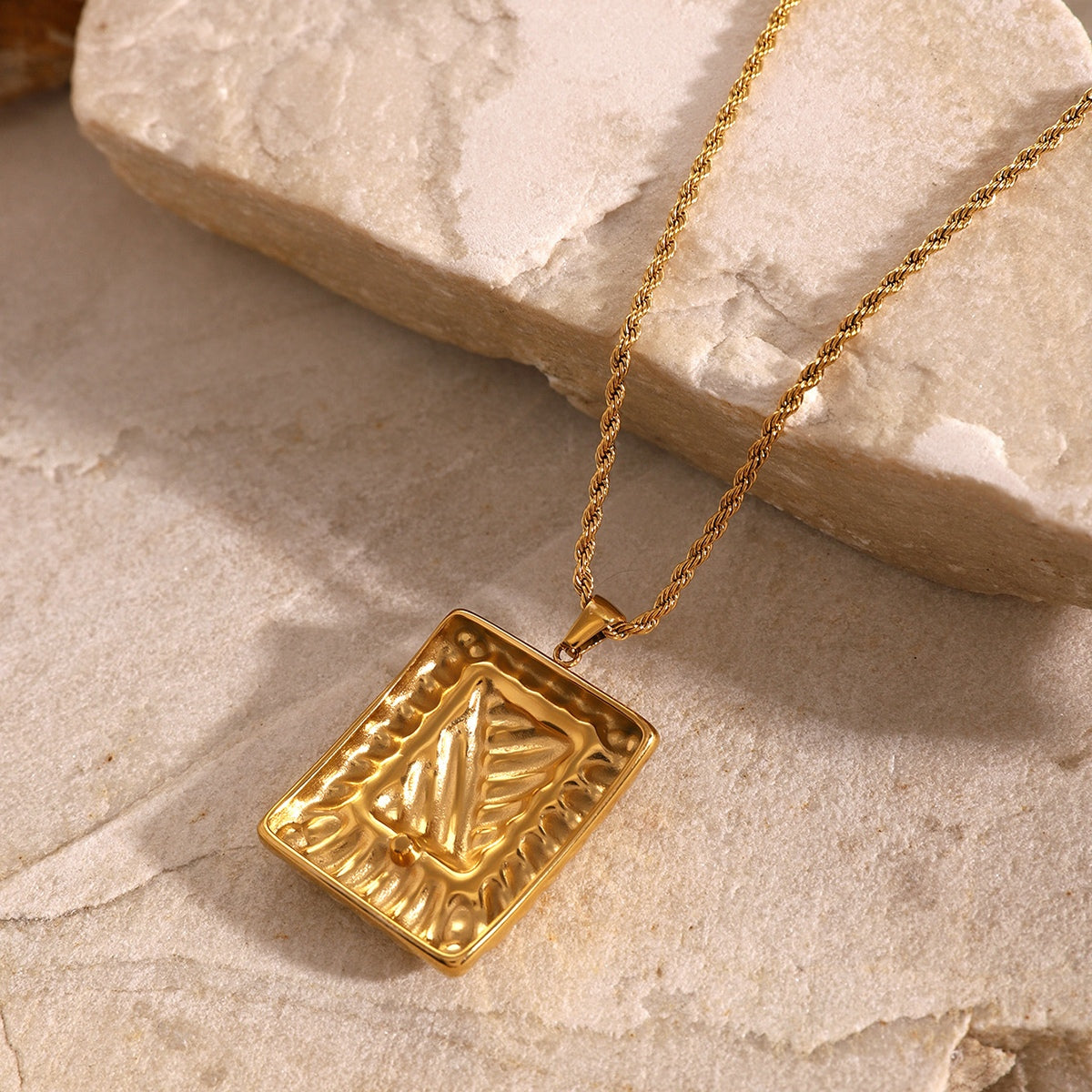 DCDI Diamond Cut Frame Stainless Steel Pendant Necklace