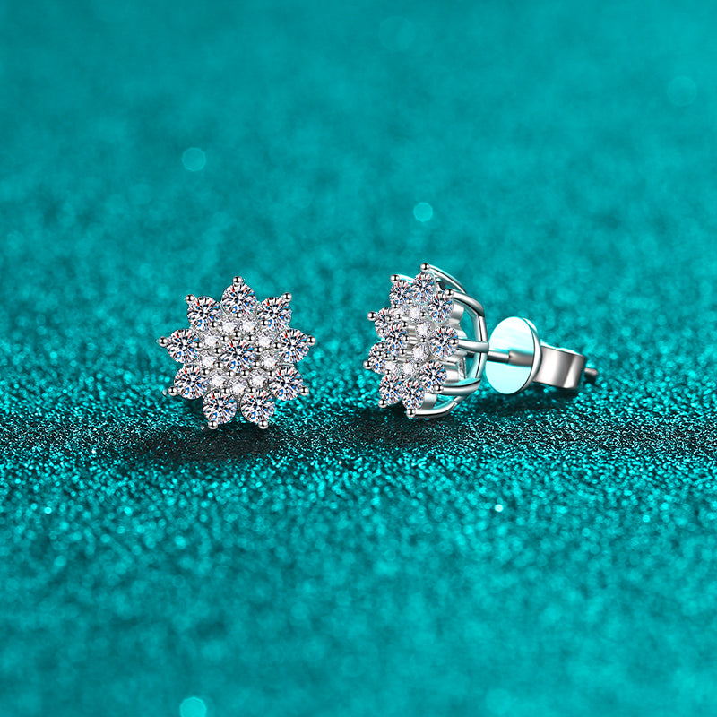 DCDI Snowflake Moissanite Zircon 925SS Stud Earrings