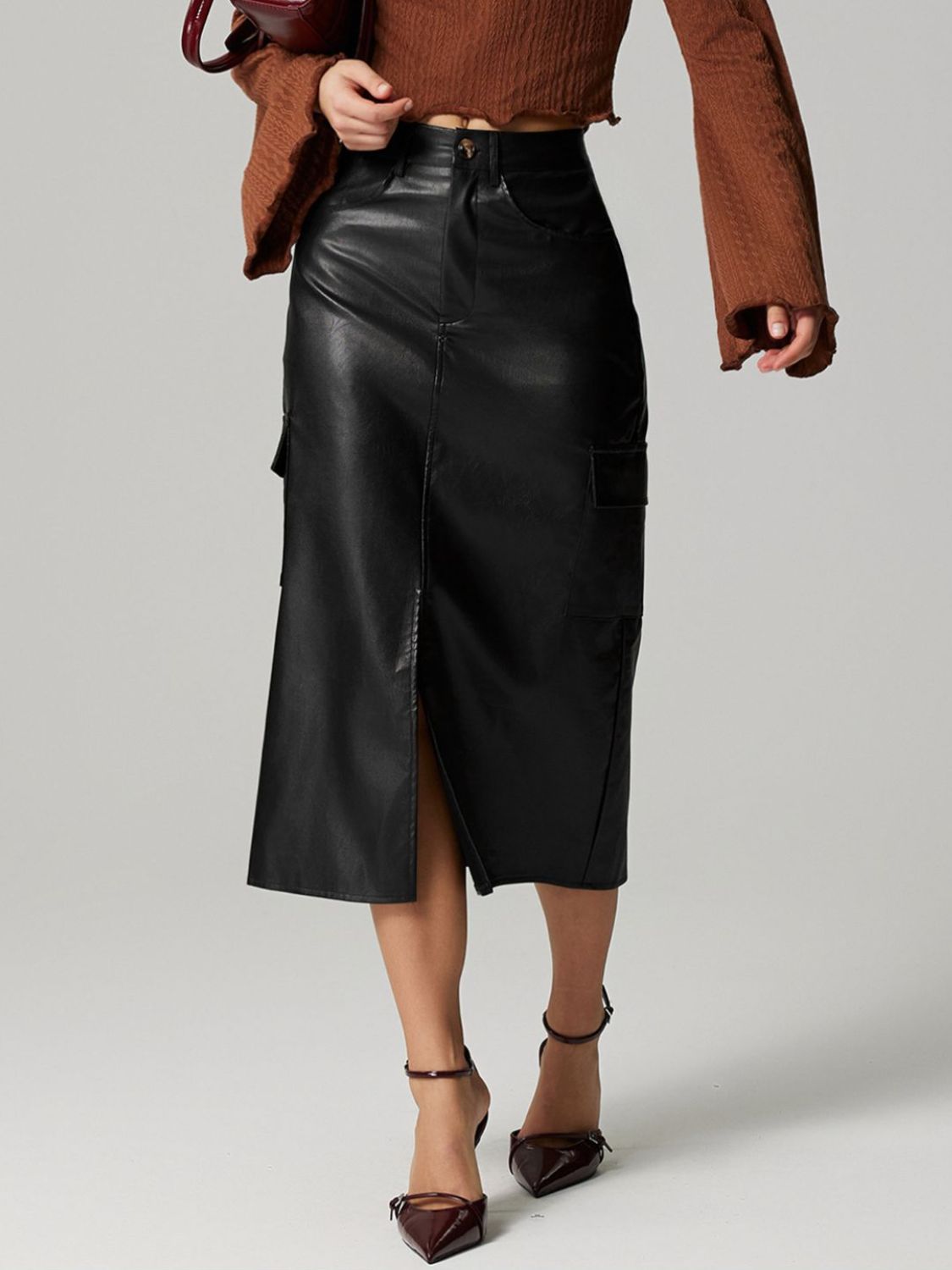 DS Lacy Midi Skirt With Front Slit