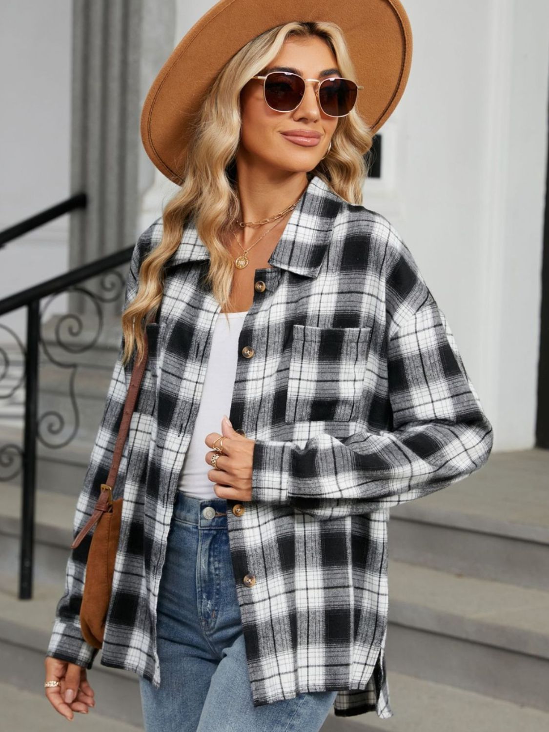 DS Designer 21-12 Plaid Collared Neck Long Sleeve Shirt
