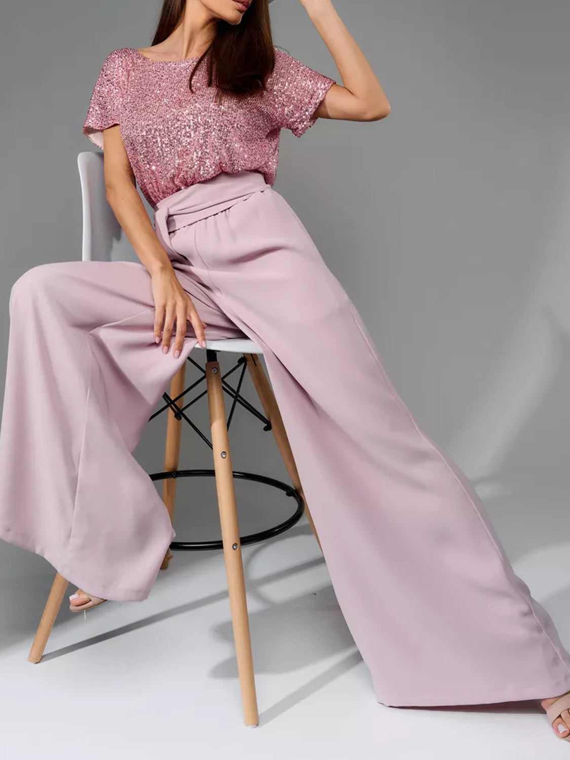 DS Designer 567-77 Sequin Wide Leg Jumpsuit