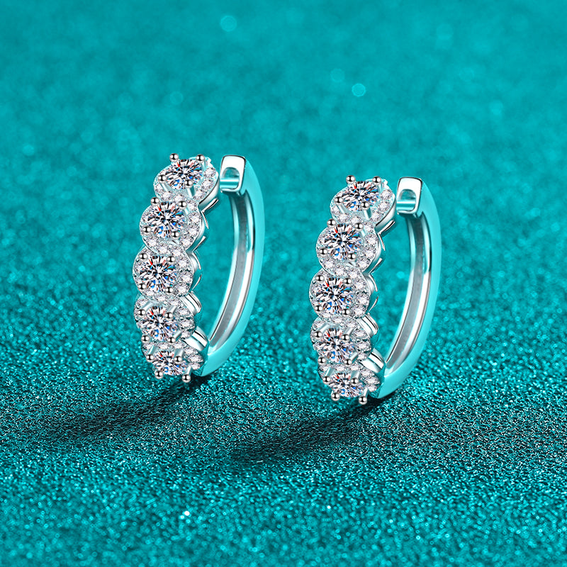 DCDI 1 Carat Moissanite Zircon 925 Sterling Silver Huggie Earrings