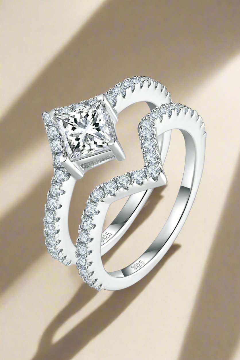 DCDI Victoriously 1 Carat Moissanite 925 Sterling Silver Diamond Stack Ring-set