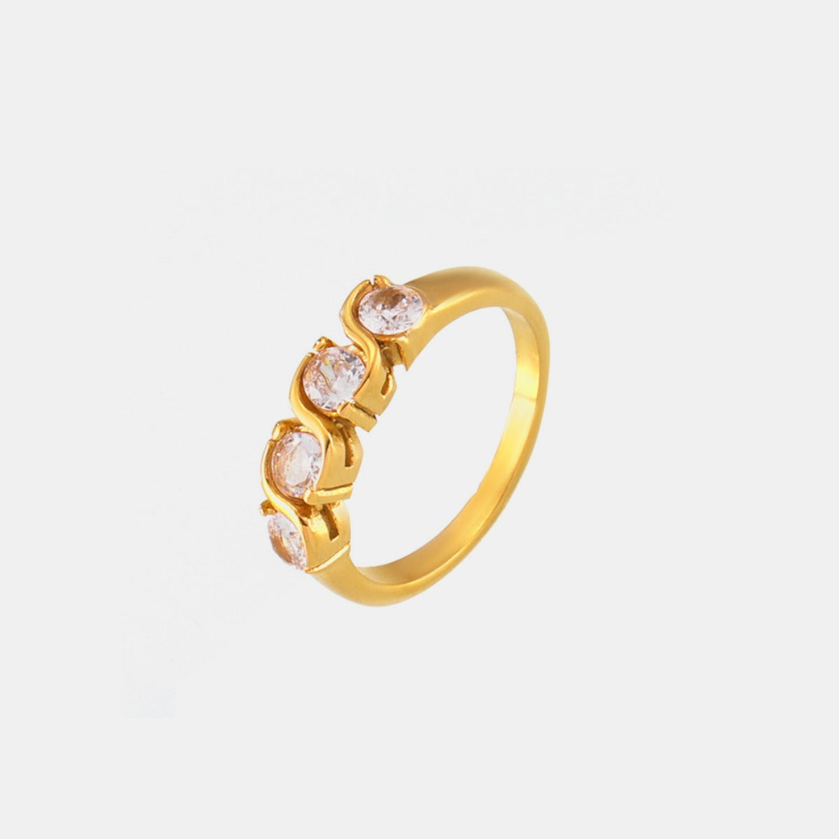 DCDI 18K Gold Plated Stainless Steel Inlaid Zircon Ring