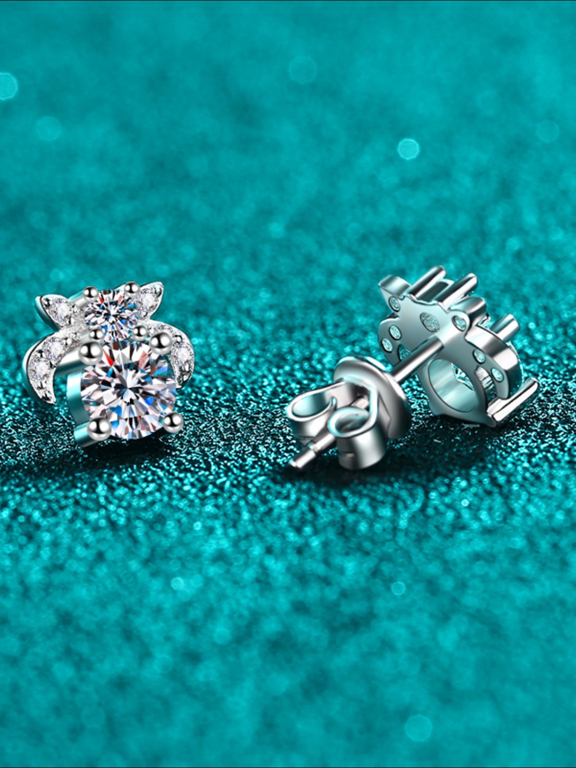 DCDI 1 Carat Moissanite 925 Sterling Silver Stud Earrings-DCDI Blooming Lotus