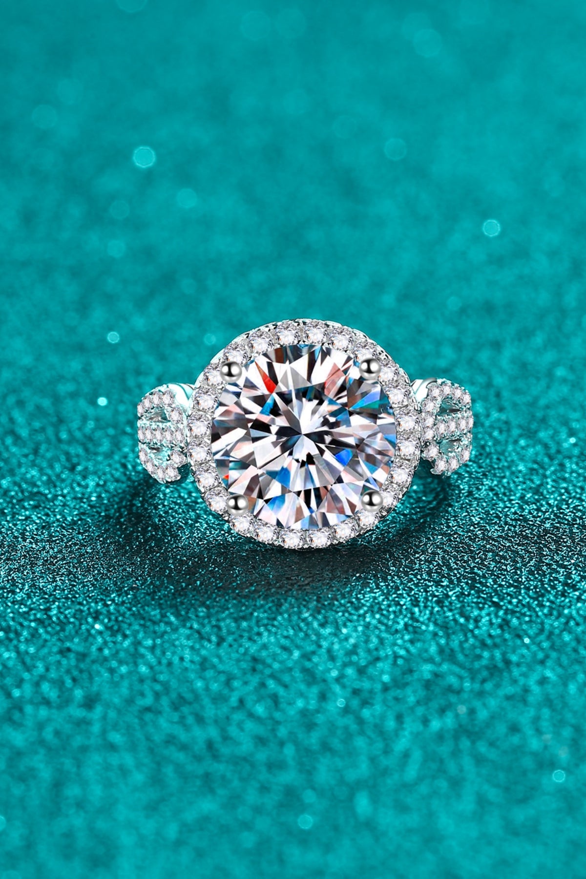 DCDI 5 Carat Round Cut Moissanite 925 Sterling Silver Ring