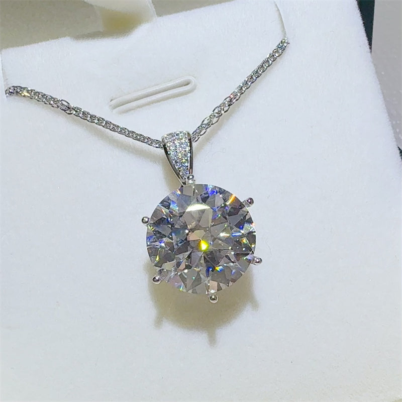 DCDI 10 Carat Drop Solitaire Moissanite 925SS Pendant Necklace