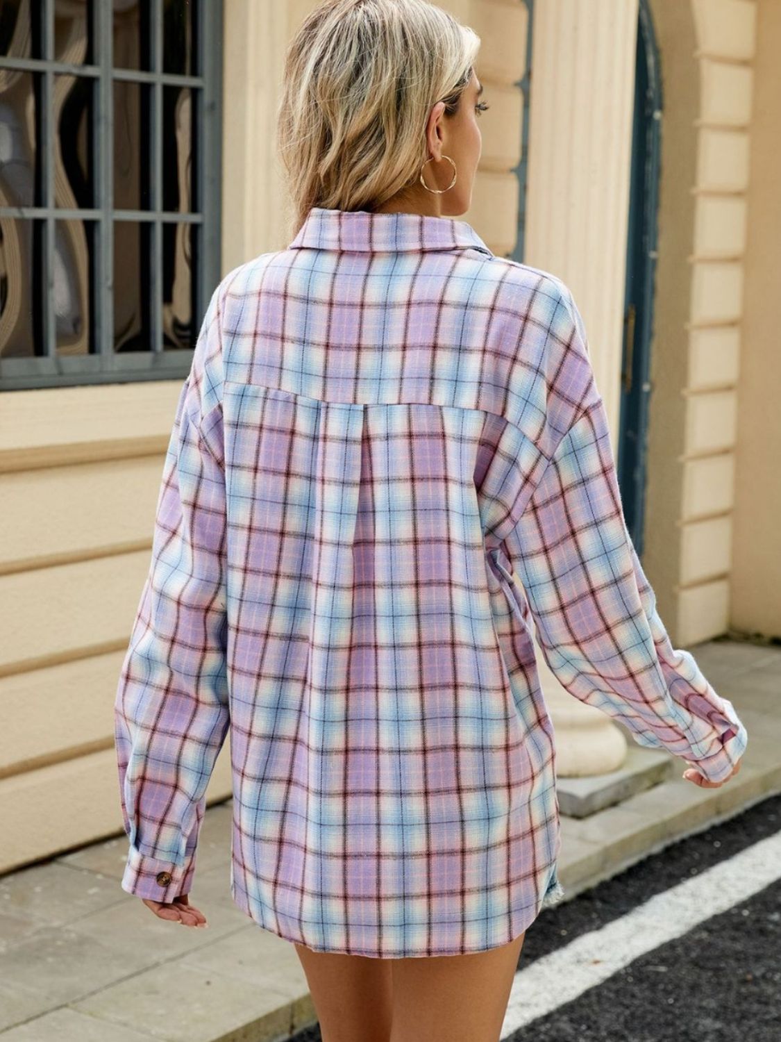 DS Designer 21-12 Plaid Collared Neck Long Sleeve Shirt