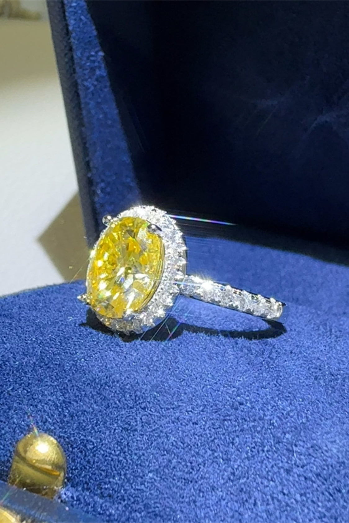 DCDI 3 Carat Canary Yellow Moissanite 925 Sterling Silver Ring