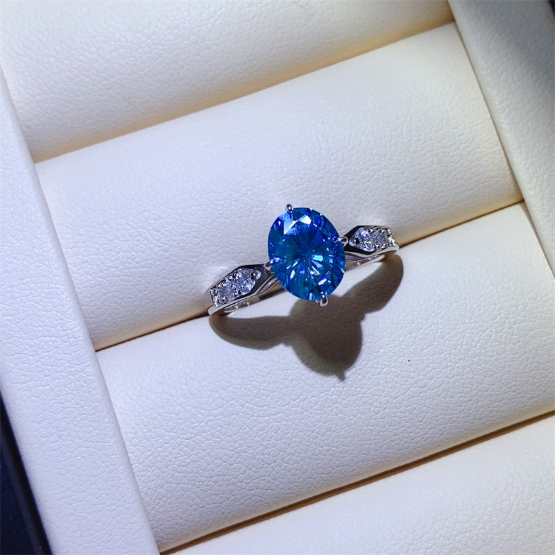 DCDI 2 Carat Blueberry Moissanite 925 Sterling Silver Ring