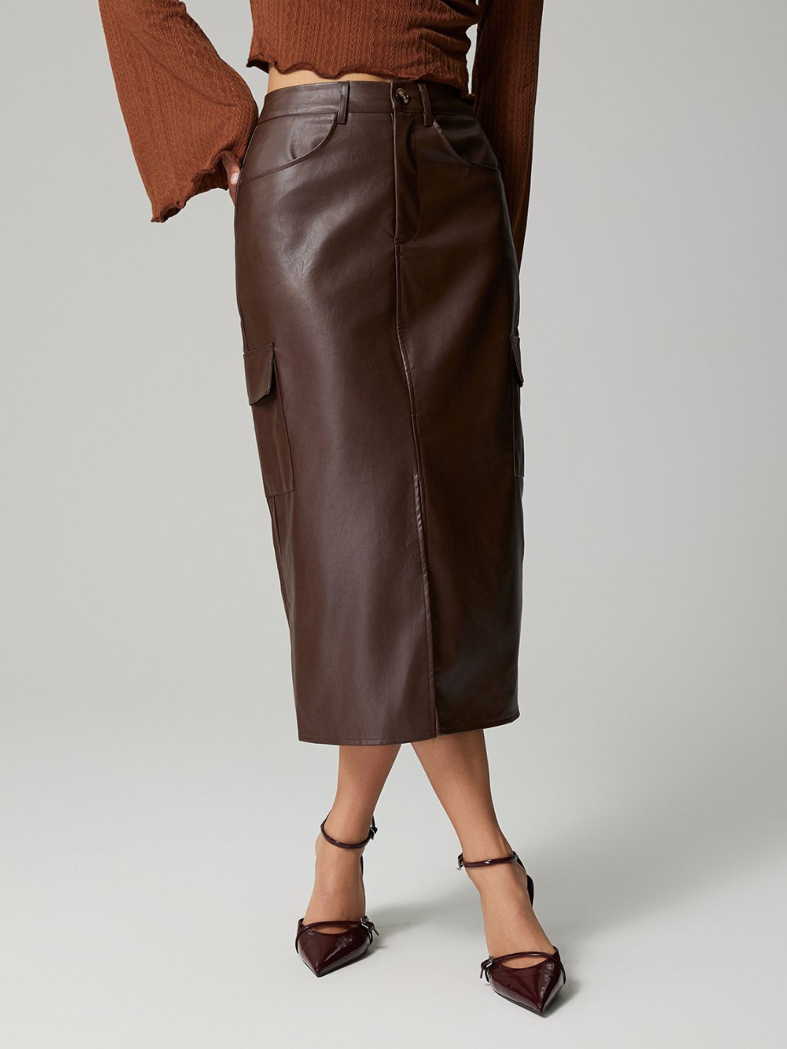 DS Lacy Midi Skirt With Front Slit