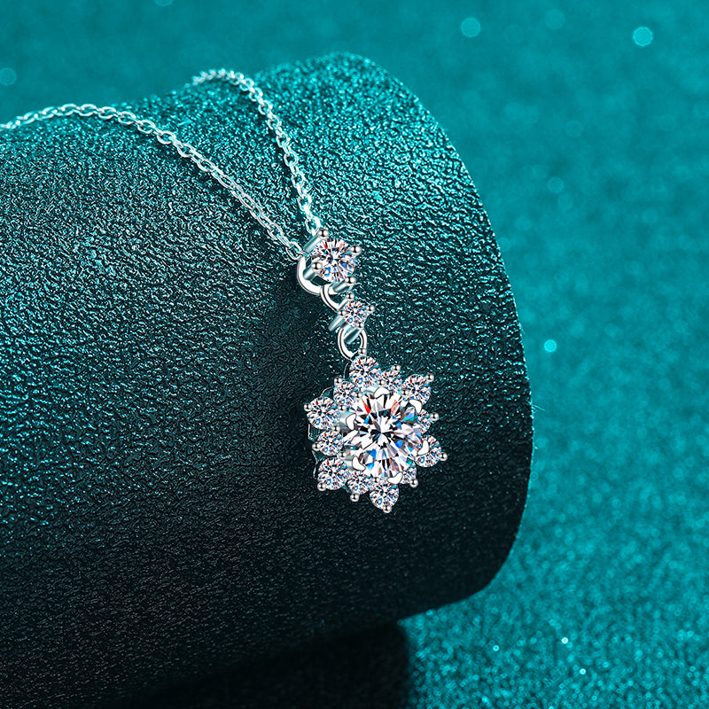 DCDI 1 Carat Moissanite Zircon 925 Sterling Silver Necklace- DCDI Starburst Necklace