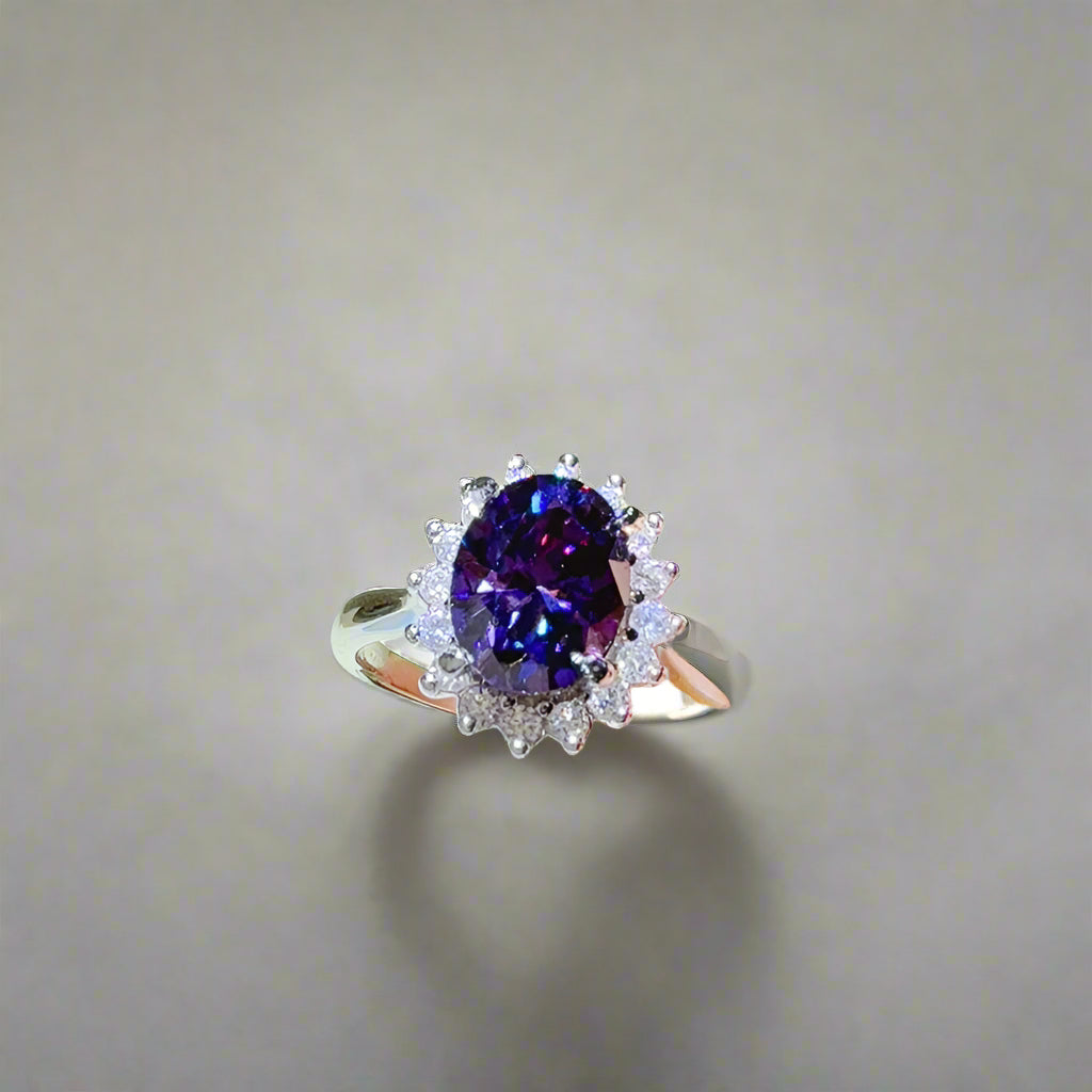 DCDI True Essence -2 Carat 925 Sterling Silver Oval Moissanite Ring