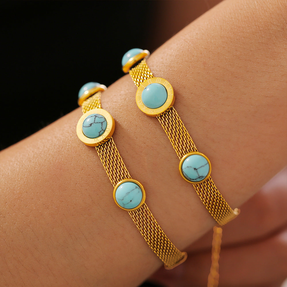 DCDI Turquoise 18k Gold Plated Titanium Steel Essence Of Healing Bracelet