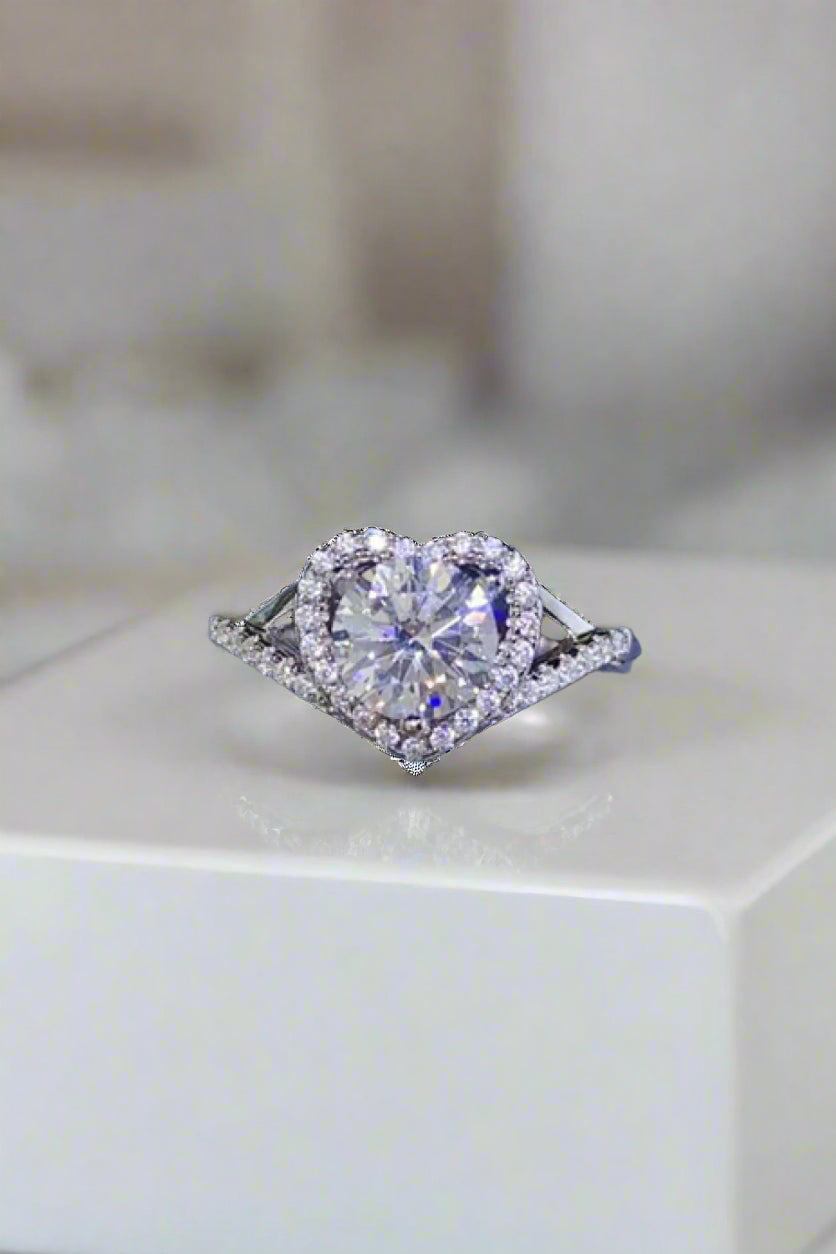 DCDI 1 Carat Moissanite 925 Sterling Silver Sacred Heart Ring
