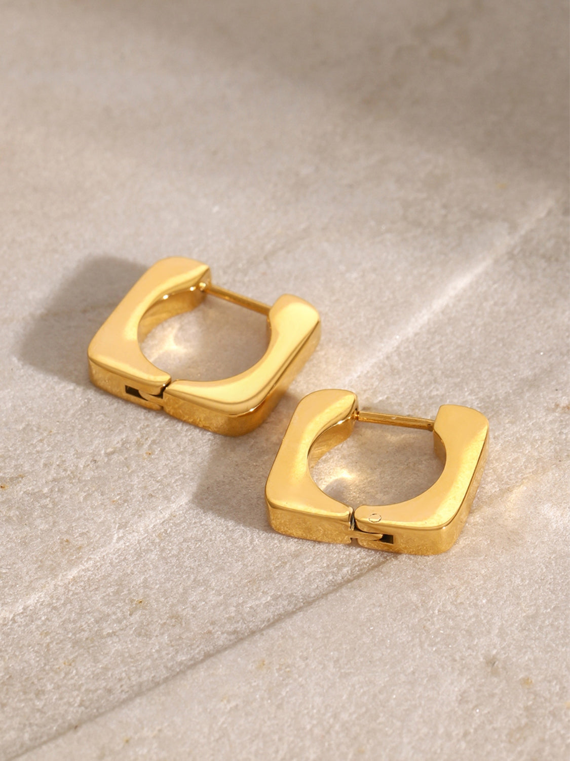 DCDI 18K Gold-Plated Stainless Steel Well Rounded Square Earrings