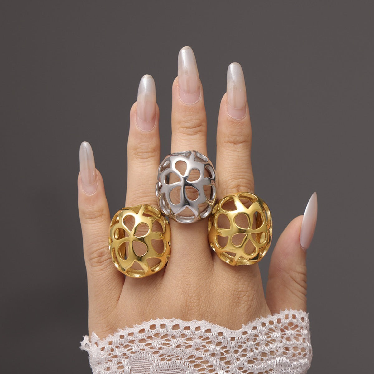 DCDI Stainless Steel Sculpted Cutout Ring