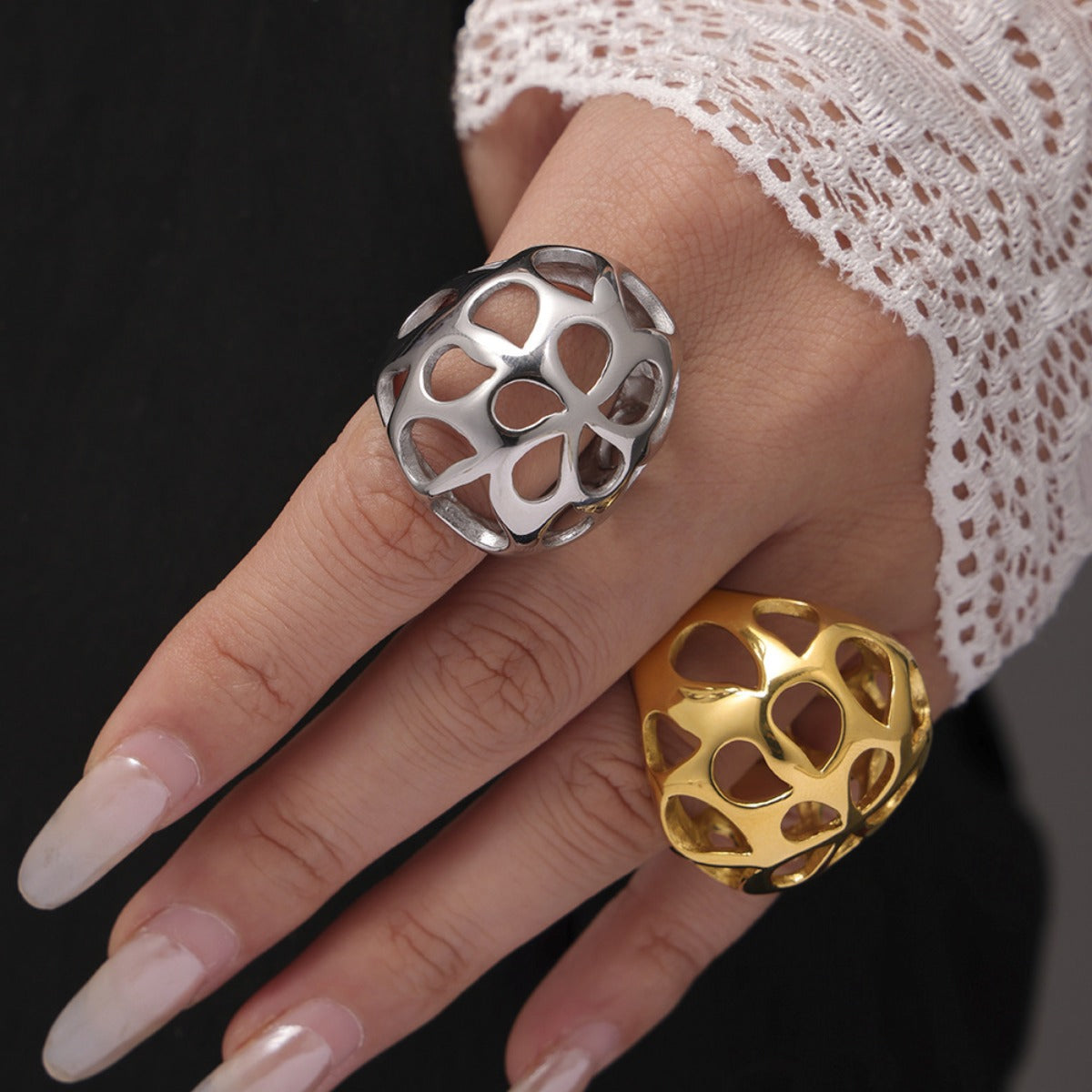 DCDI Stainless Steel Sculpted Cutout Ring