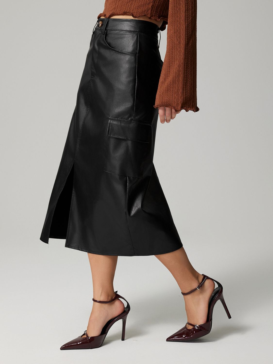 DS Lacy Midi Skirt With Front Slit