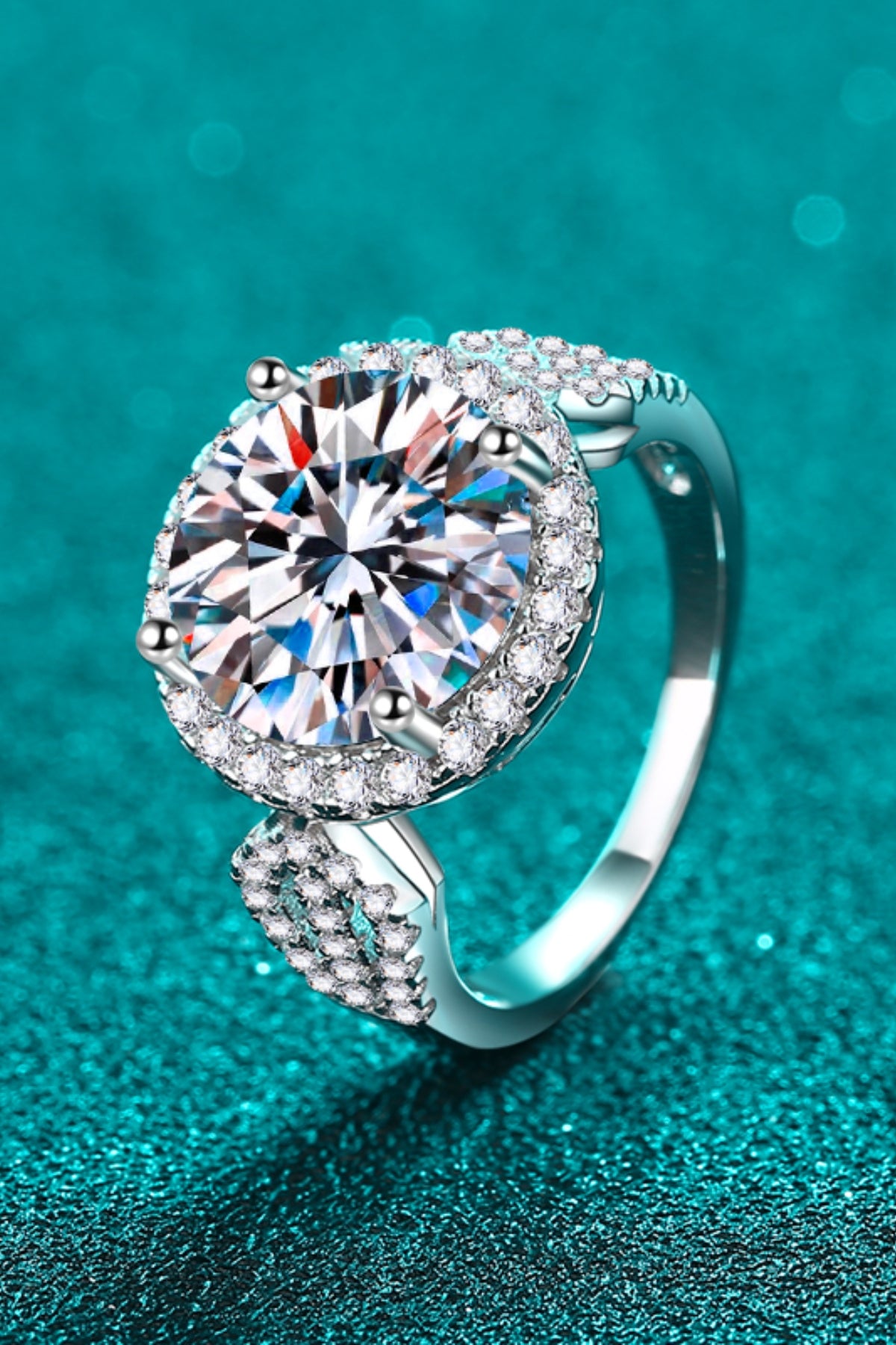 DCDI 5 Carat Round Cut Moissanite 925 Sterling Silver Ring