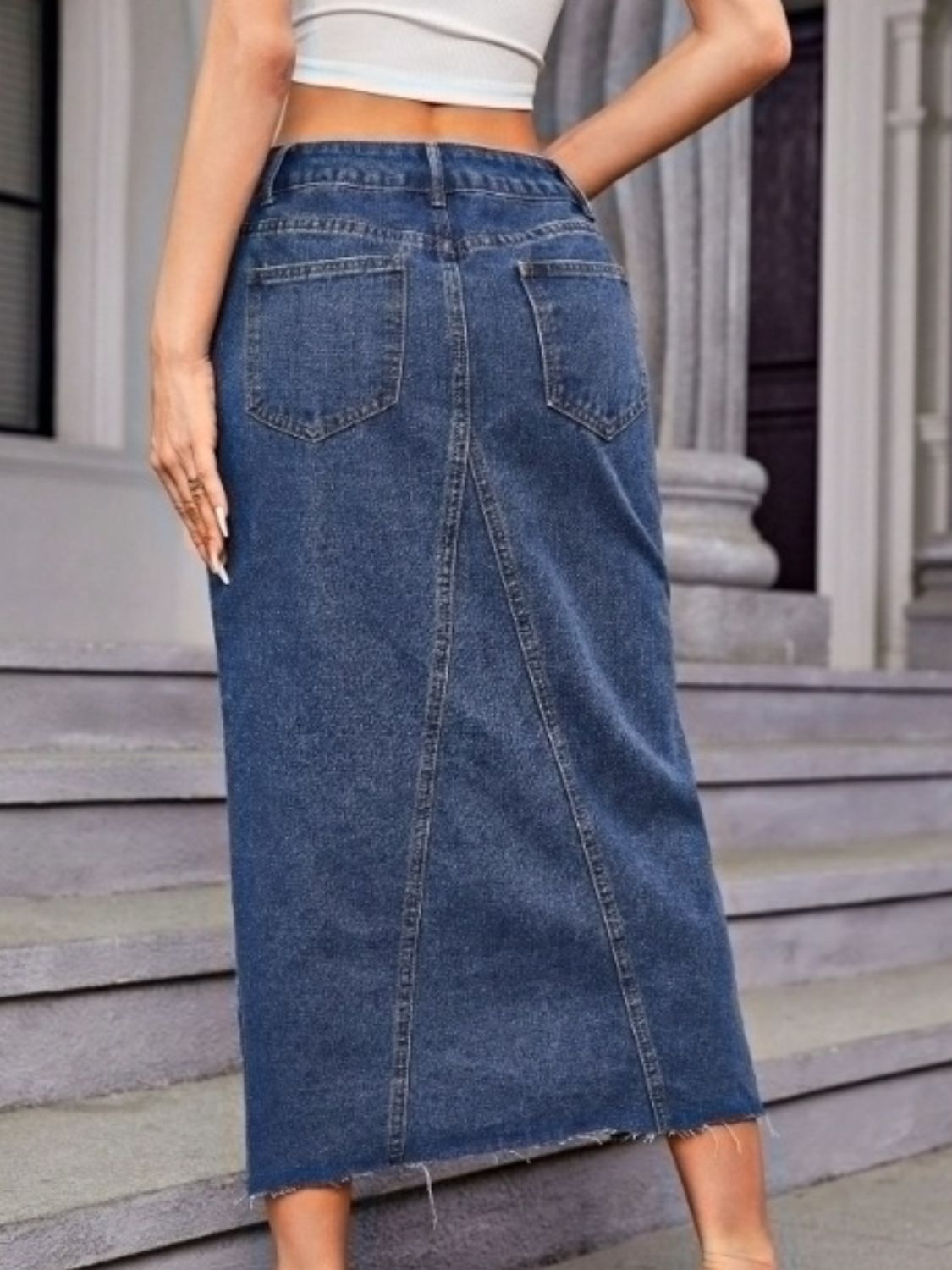 DS Premium Denim Luxury Classic 27 Midi Pencil Skirt