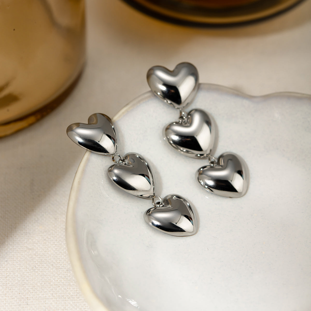 DCDI Bubble Hearts Stainless Steel Heart Earrings