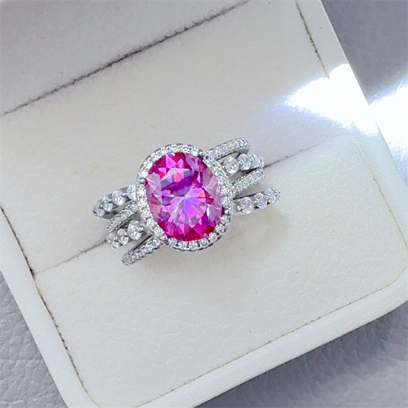 DCDI Pink Me Up 3 Carat Hot Pink Moissanite 925 Sterling Silver Ring