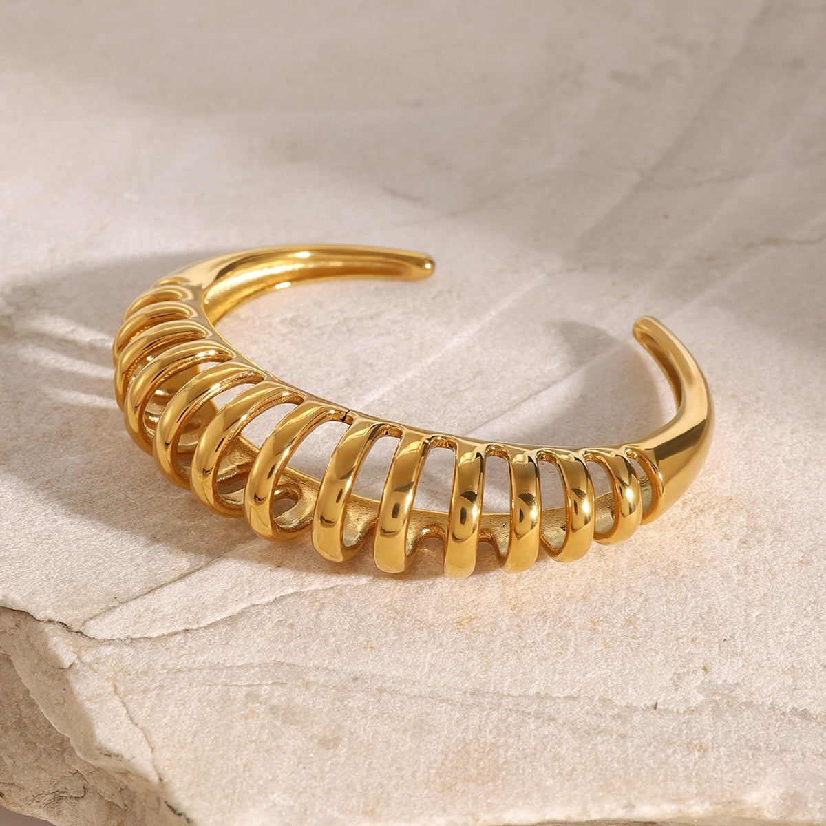 DCDI Arched 18K Gold-Plated Stainless Steel Cutout Bracelet