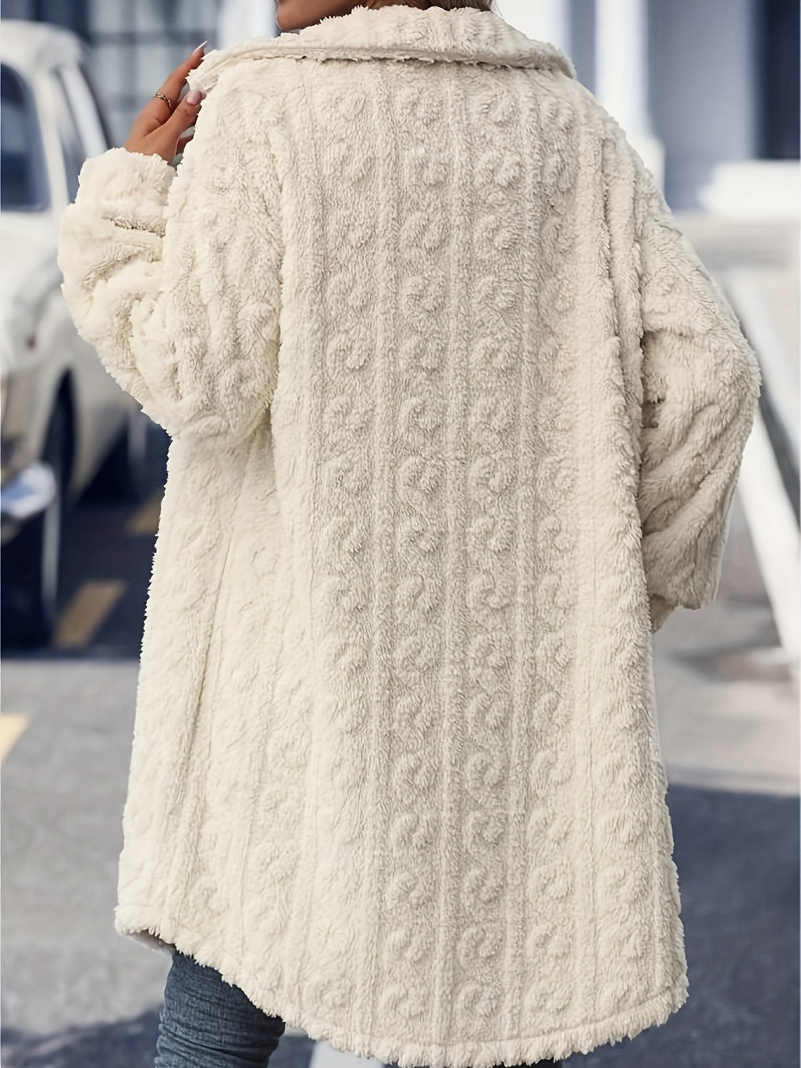 DS Designer 227-11 Fuzzy Cable Longline Coat