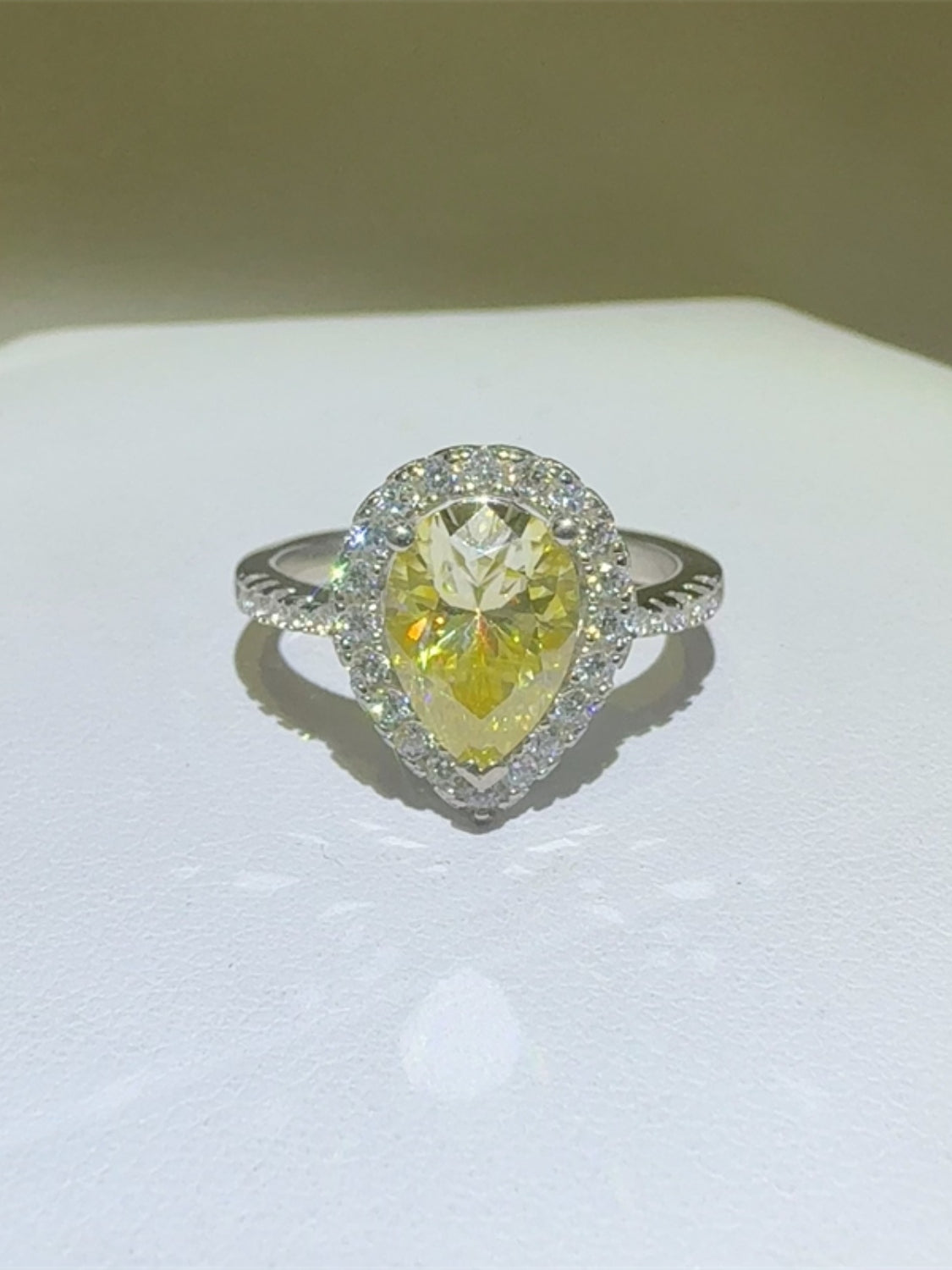 DCDI Canary Tears 2 Carat Moissanite 925 Sterling Silver Ring