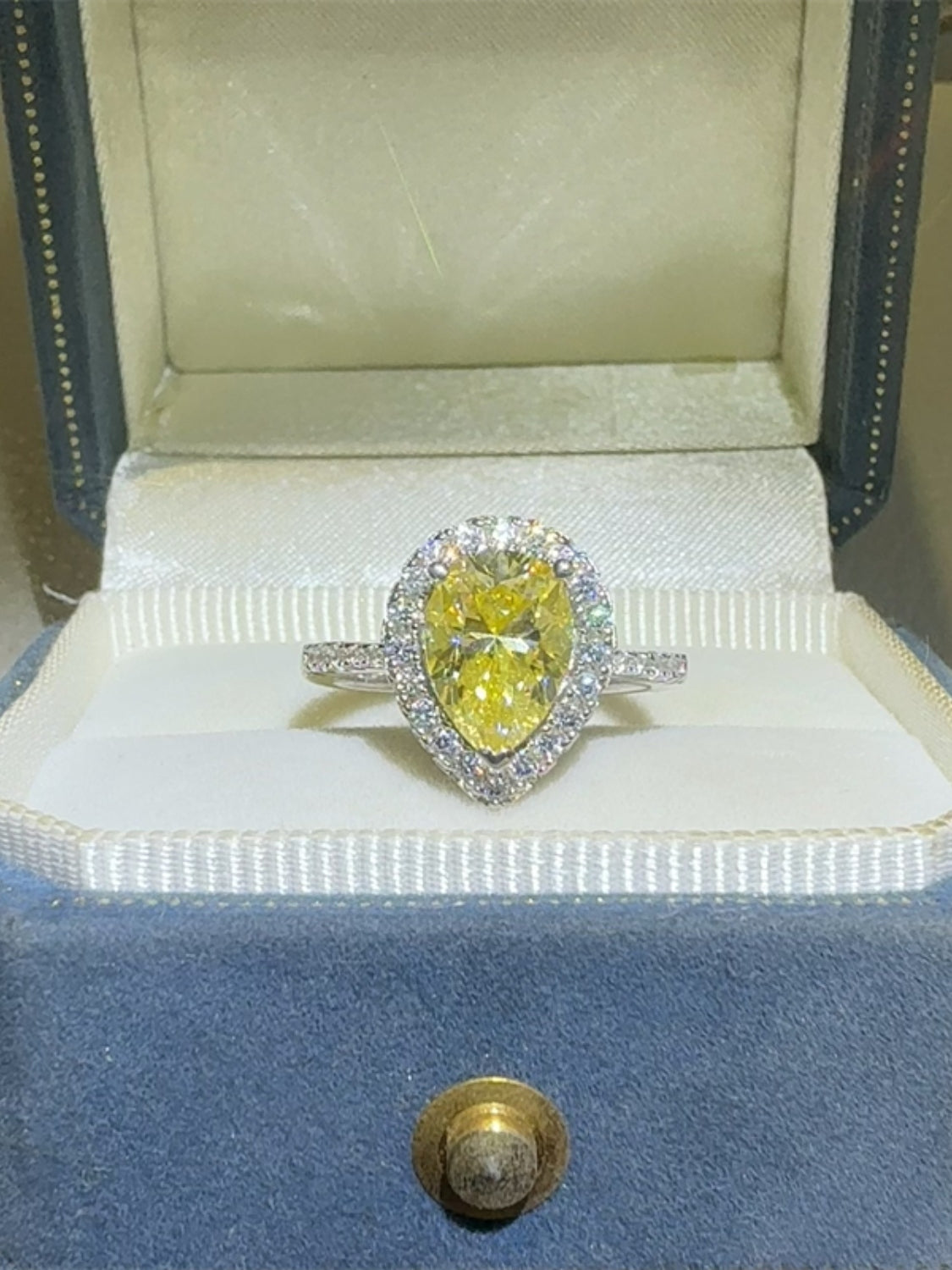 DCDI Canary Tears 2 Carat Moissanite 925 Sterling Silver Ring