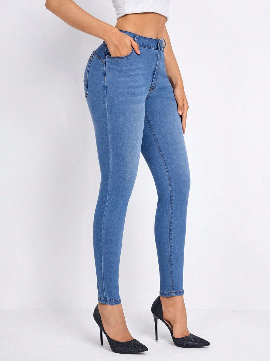 DS Premium Denim Luxury 02 High Waist Skinny Jeans with Pockets