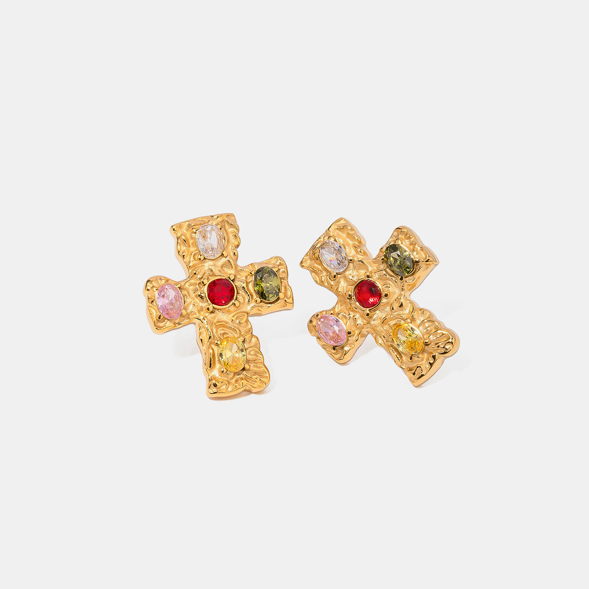 DCDI 18K Gold-Plated Zircon Cross Earrings