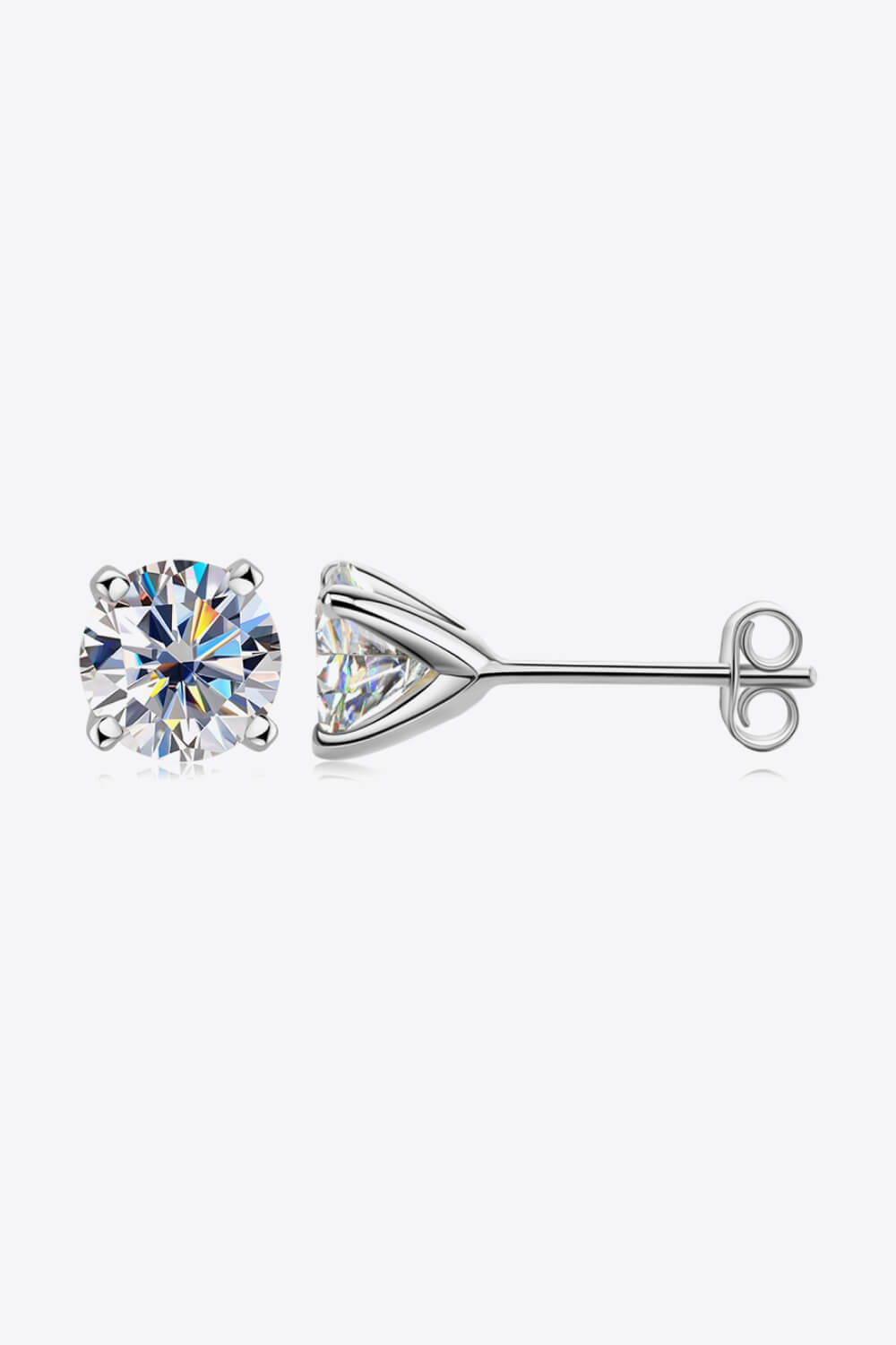 DCDI 925 Sterling Silver 1 Carat Moissanite 4-Prong Stud Earrings
