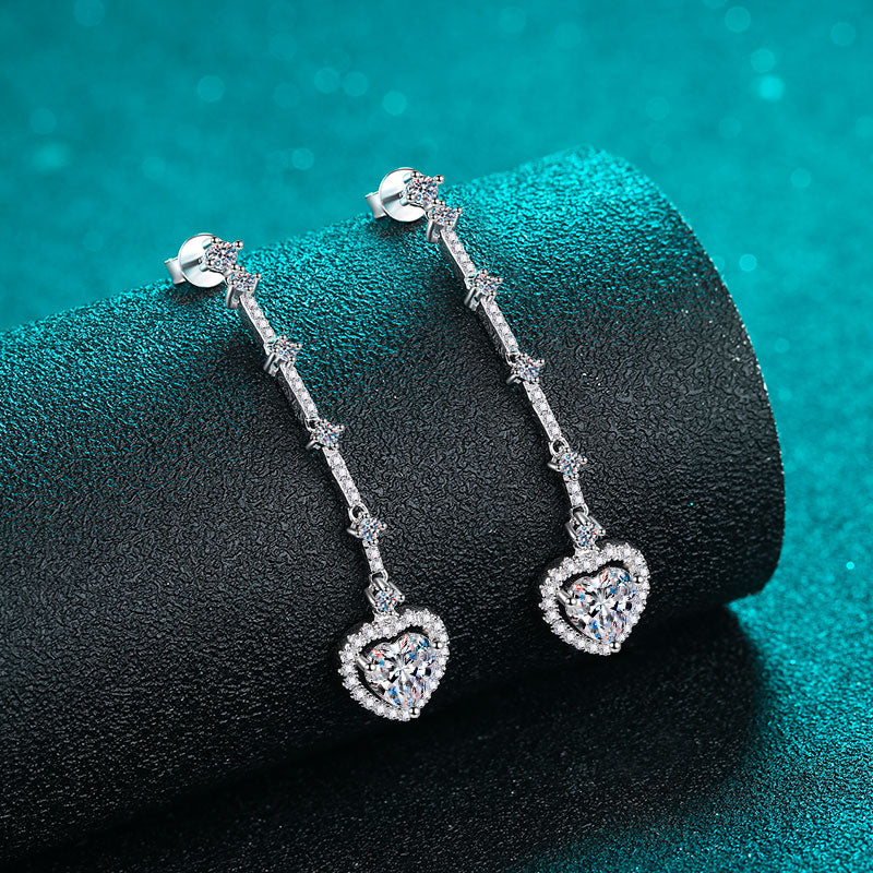 DCDI Heart Aligned 2 Carat Moissanite Zircon 925SS Earrings