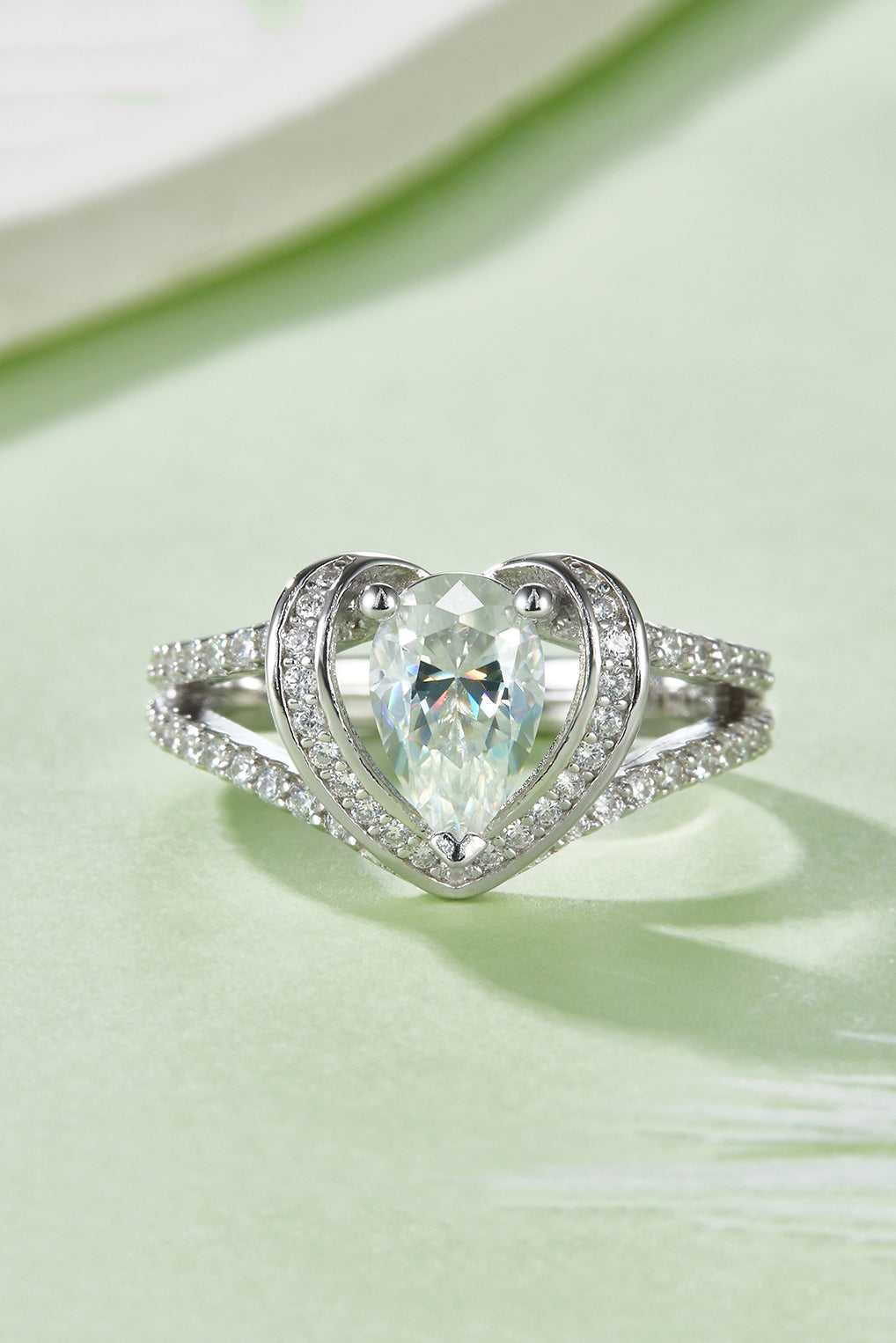 DCDI 1 Carat Moissanite 925 Sterling Silver Tears Of Joy Heart Ring