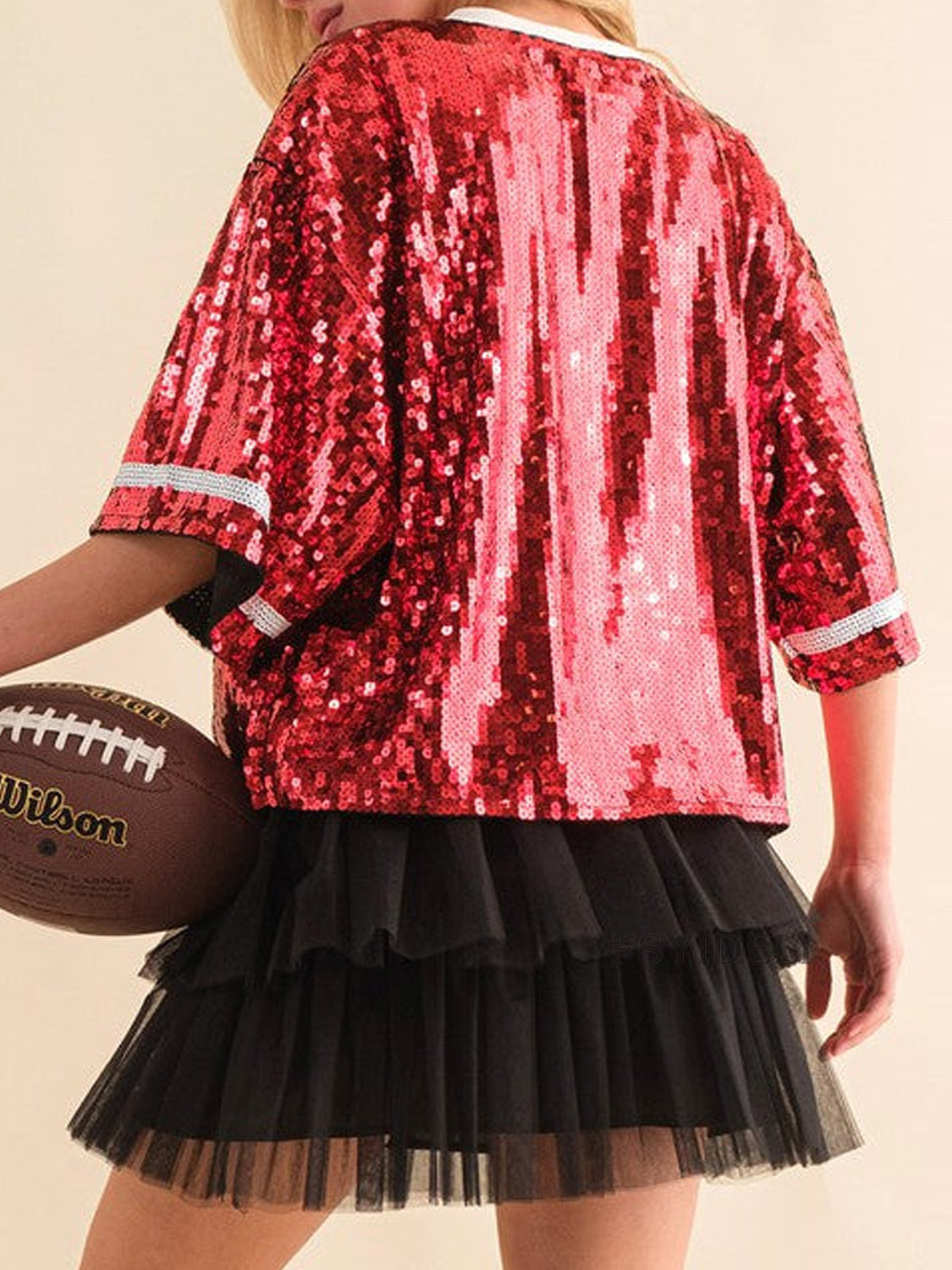DS Designer 01-234 Sequin Football Round Neck Jersey