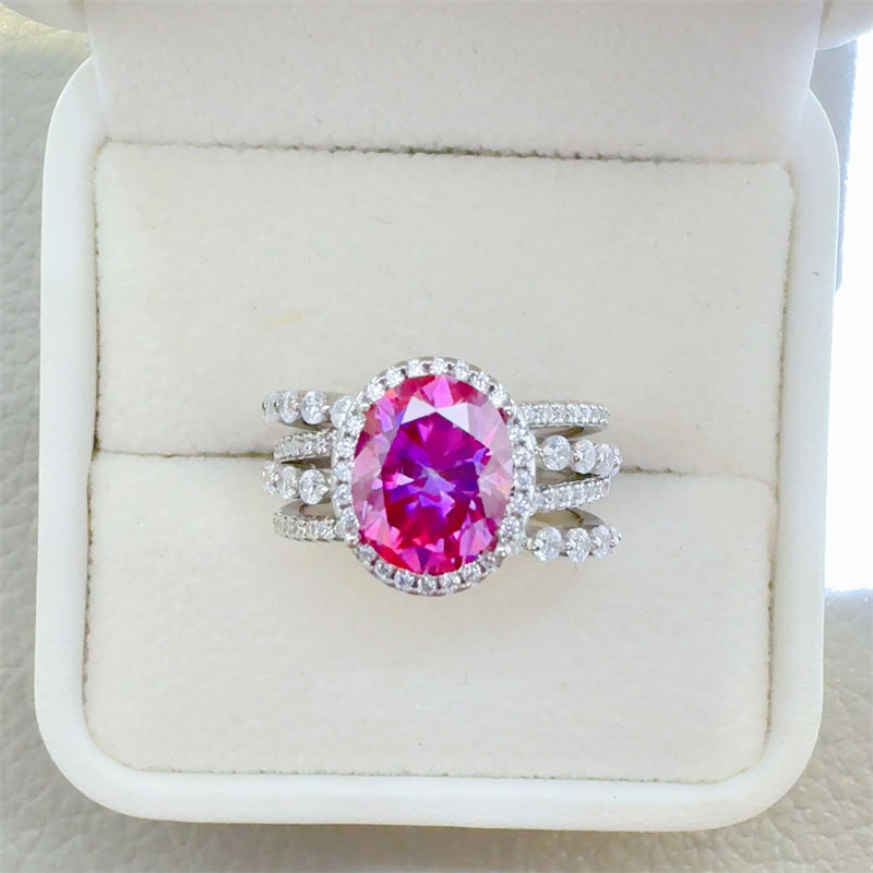 DCDI Pink Me Up 3 Carat Hot Pink Moissanite 925 Sterling Silver Ring