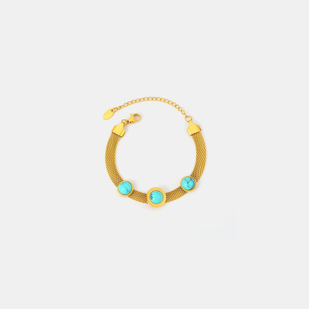 DCDI Turquoise 18k Gold Plated Titanium Steel Essence Of Healing Bracelet