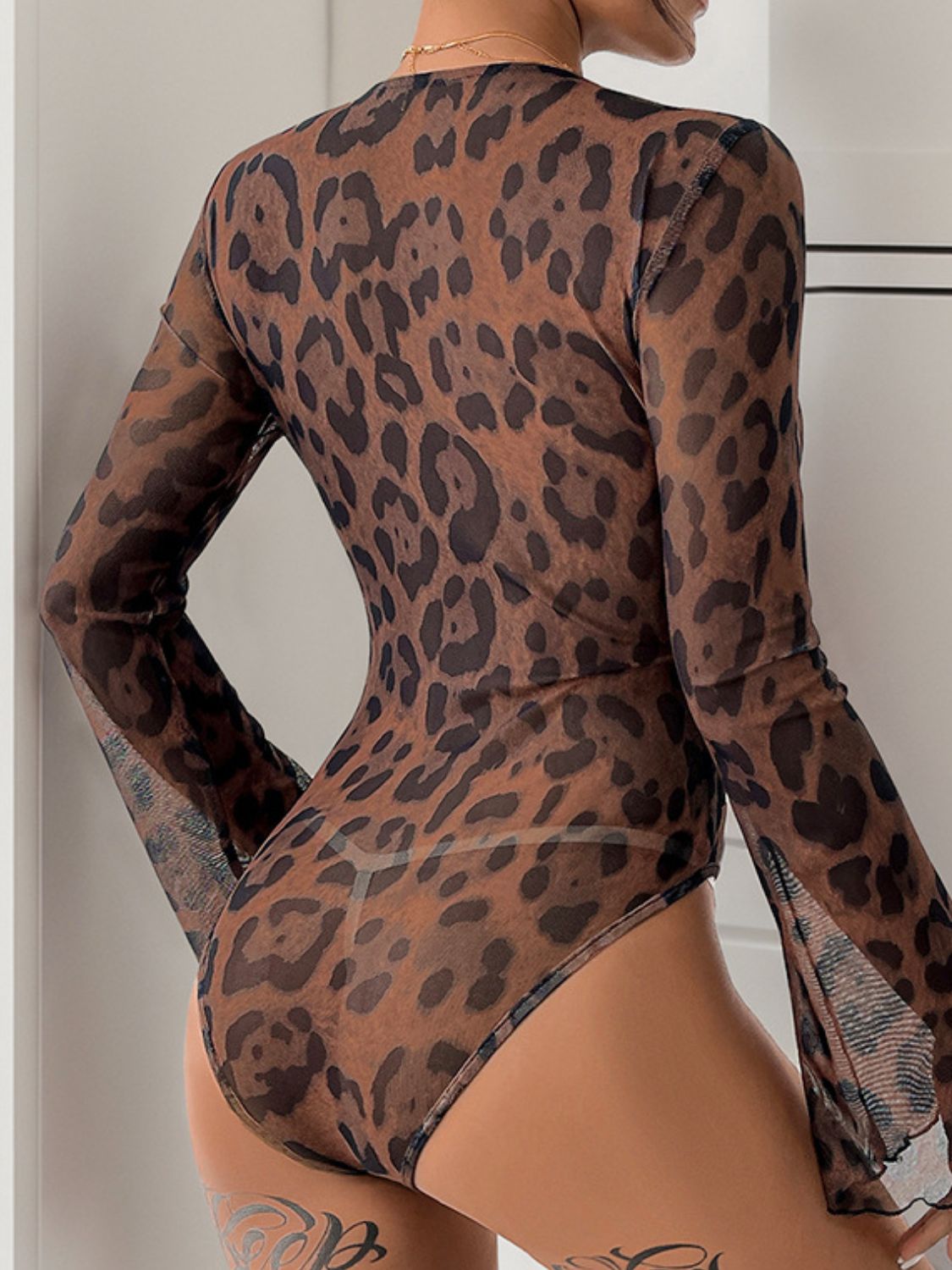 DS Leopard V-Neck Lace Bodysuit