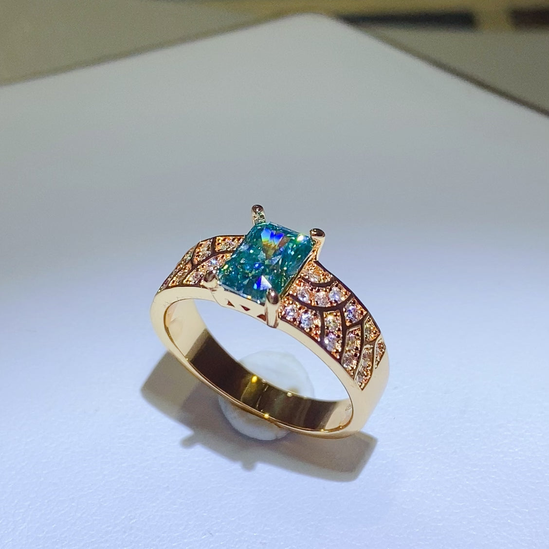 DCDI 1 Carat Blueish Moissanite 925 Sterling Silver Ring