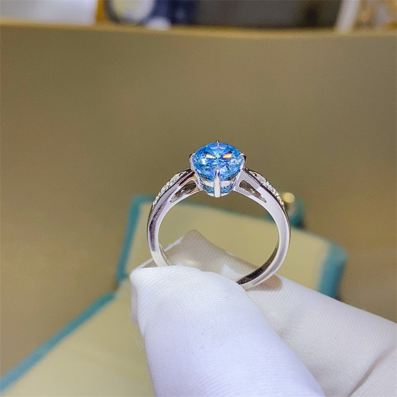 DCDI 2 Carat Blueberry Moissanite 925 Sterling Silver Ring