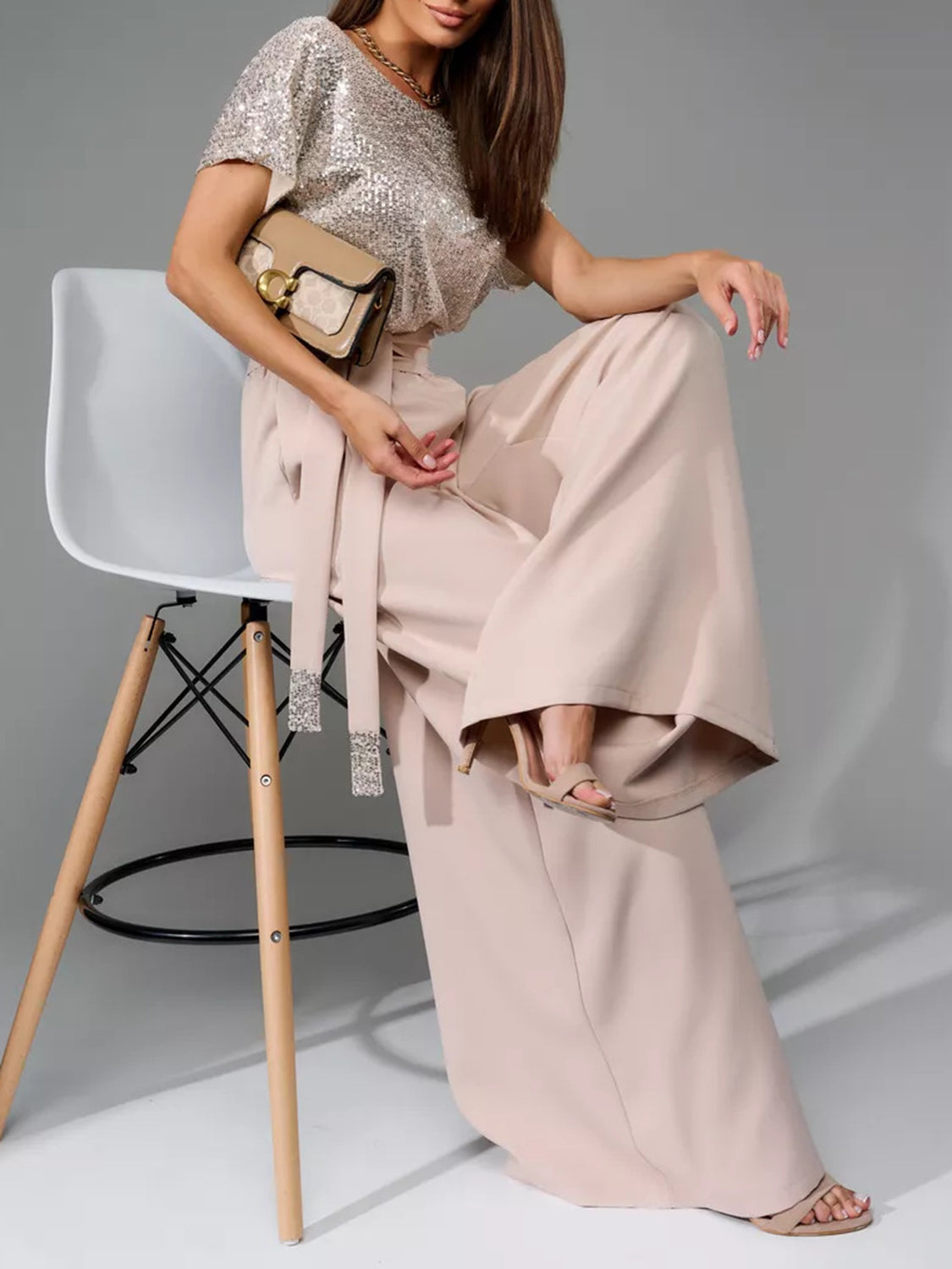 DS Designer 567-77 Sequin Wide Leg Jumpsuit