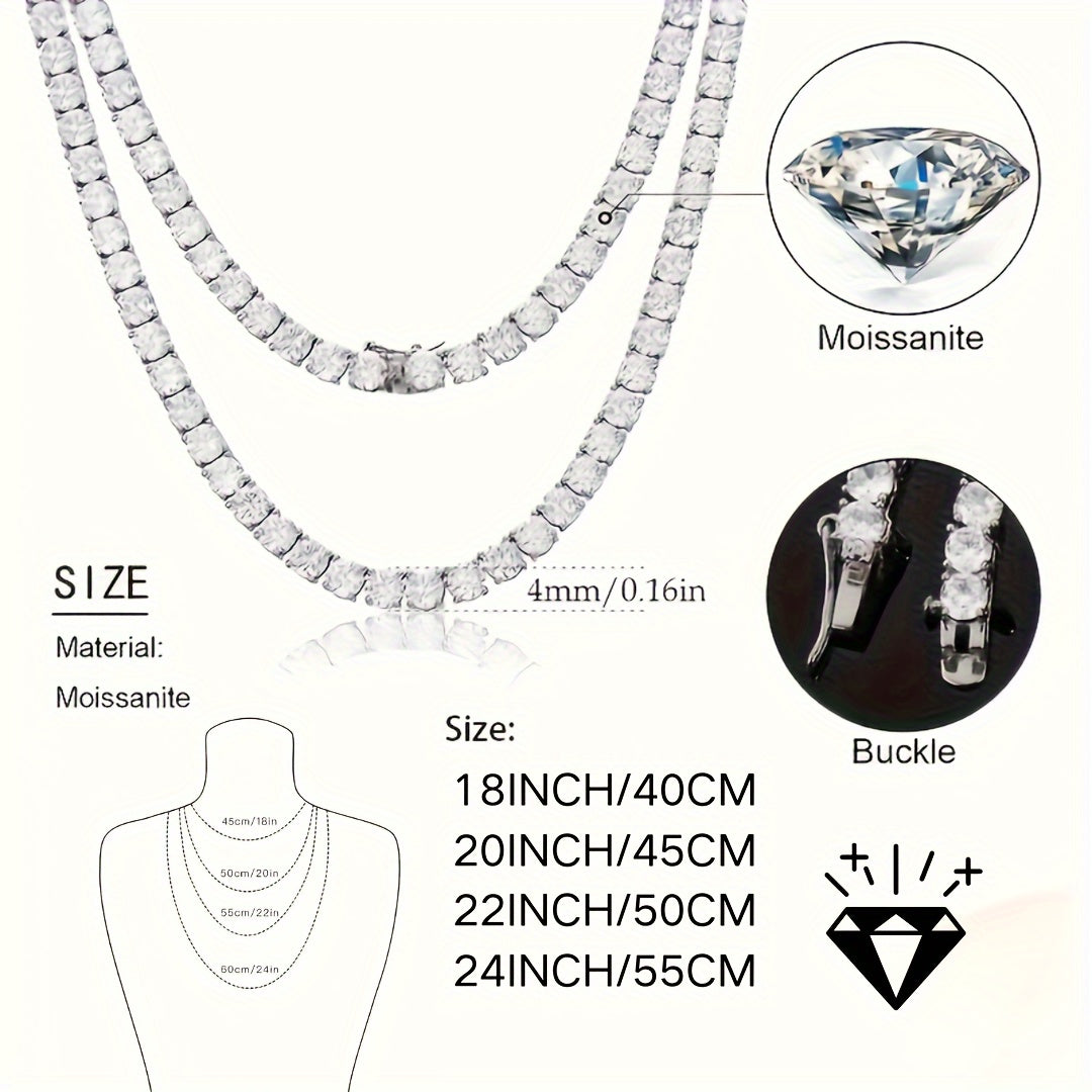 DCDI Infinity Tennis Chain Necklace -32ct Moissanite 925 Sterling Silver Tennis Chain