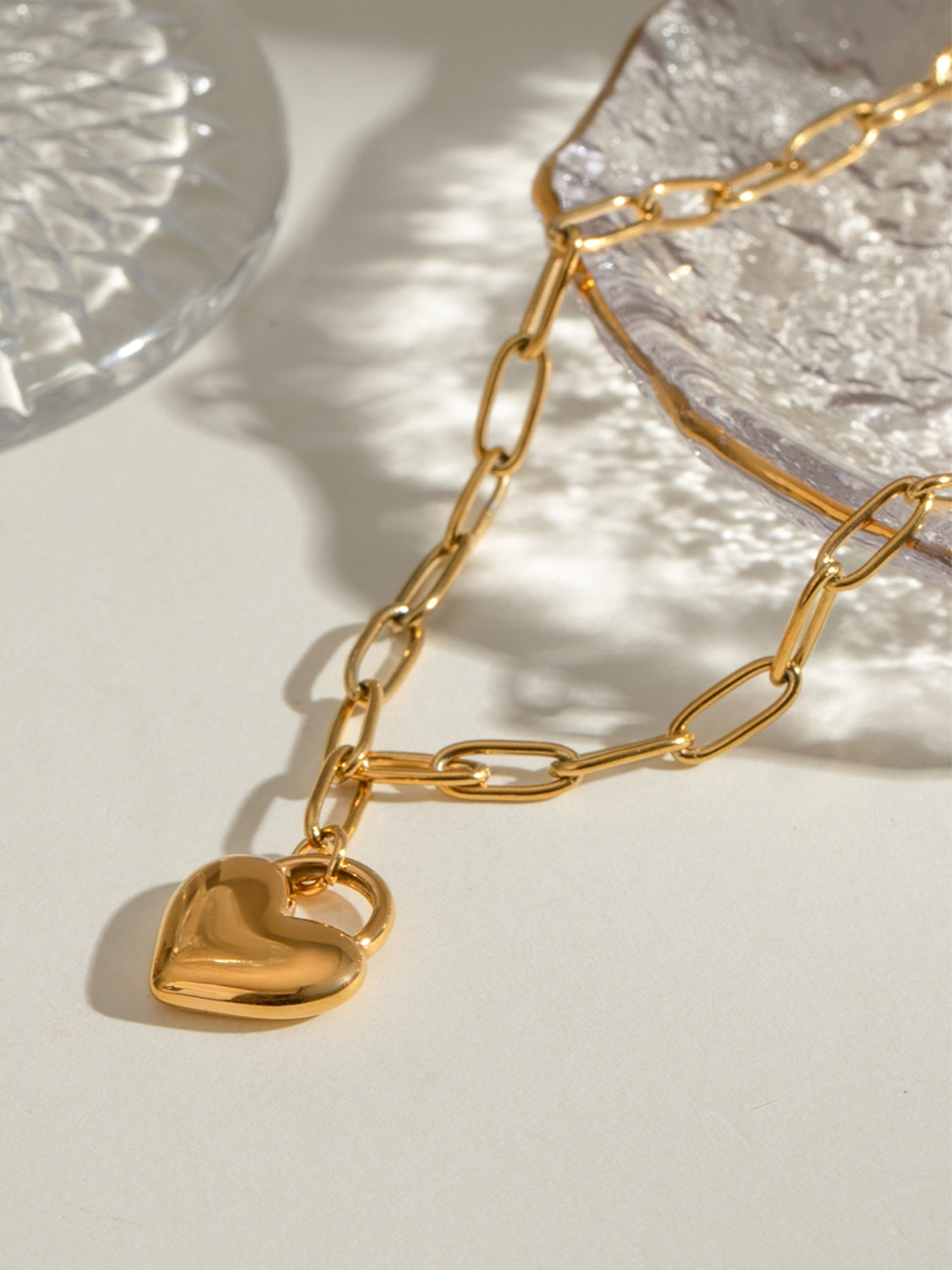 DCDI 18K Gold-Plated Stainless Steel Love Links Heart Pendant Necklace